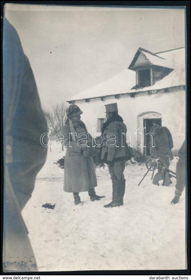 1915 Felsőodor, József Főherceg Katonával Beszélget, Fotó, Hátulján Feliratozva, 16×11,5 Cm - Other & Unclassified