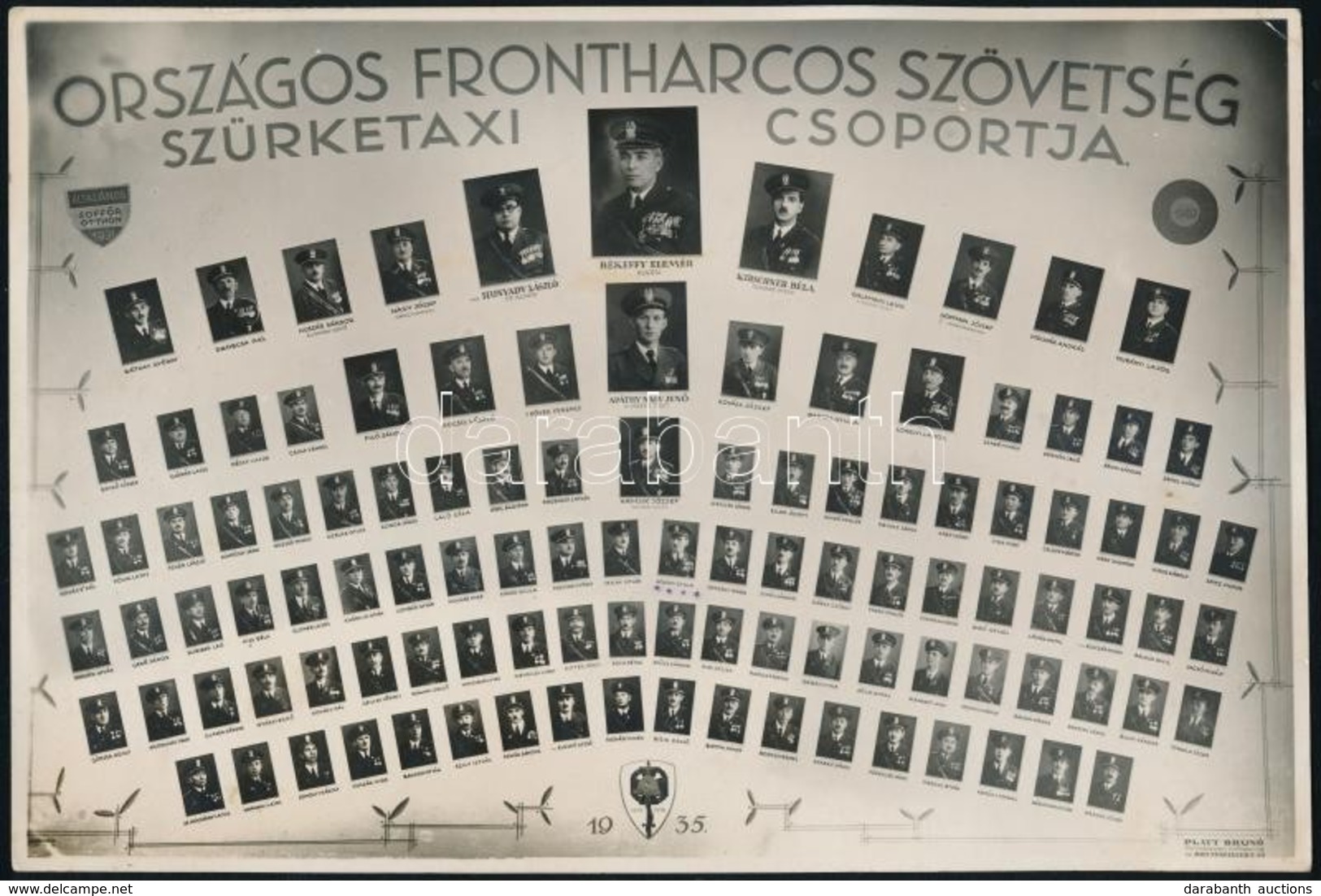 1935 Az Országos Frontharcos Szövetség Szürketaxi Csoportja, Tablókép, Platt Brunó Budapesti Műterméből, 15,5×23 Cm - Other & Unclassified