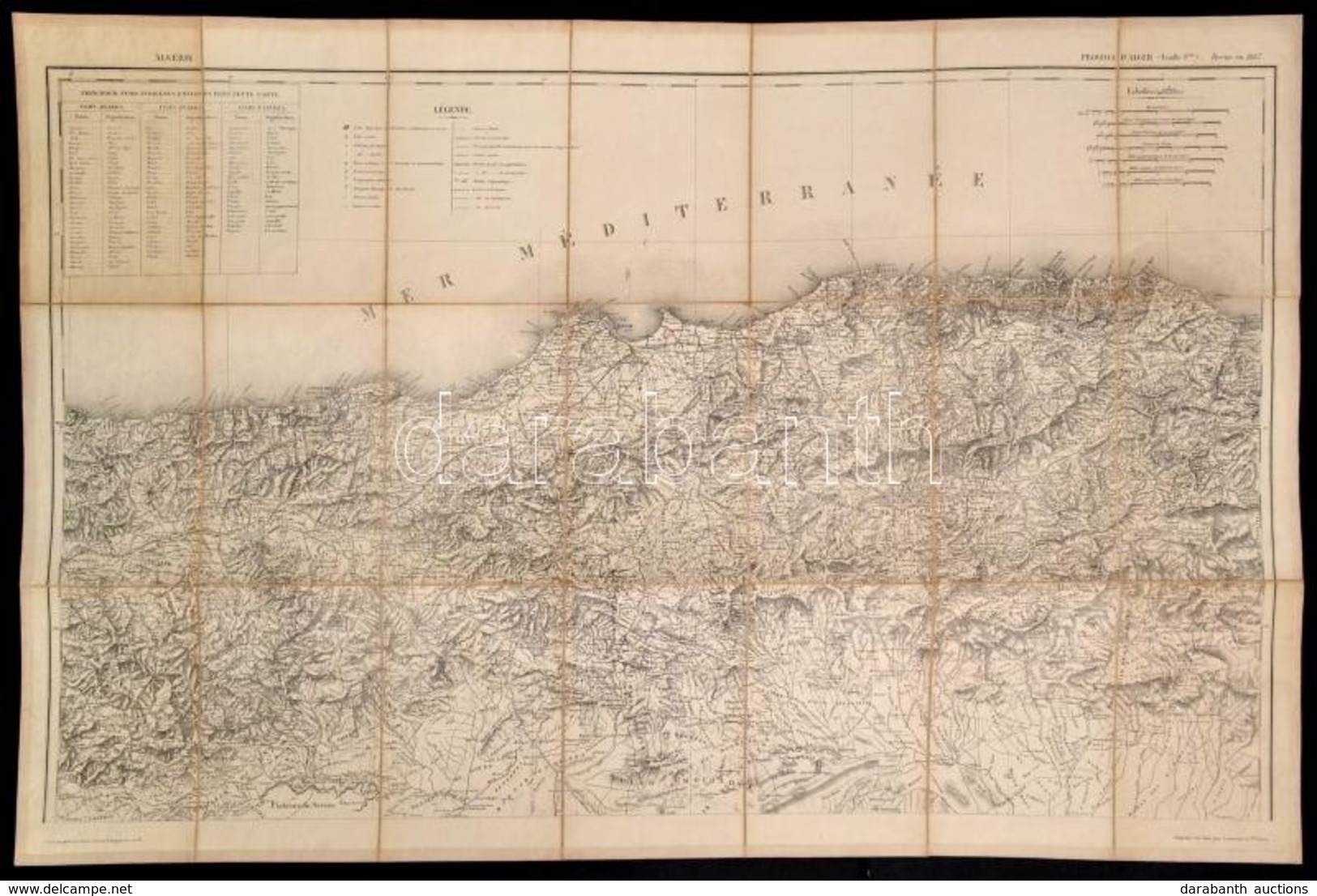 1867-1882 Province D'Alger, Algéria Térképe, 2 Db  Térkép Vászonra Kasírozva, Paris, Imprimé Par Lemercier Et C., Franci - Other & Unclassified