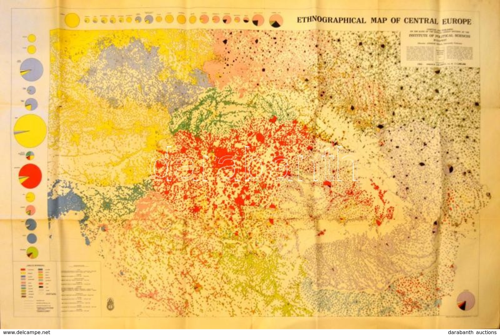 1942 Közép-Európa Nemzetiségi Térképe. Kidolgozta Dr. Jakabffy Imre. 1:1000.000. Bp., Államtudományi Intézet, M. Kir. Ho - Autres & Non Classés