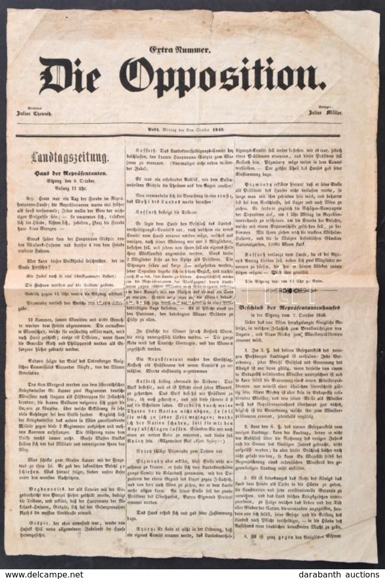 1848 A Die Opposition Radikális Bulvárlap Október 9-i Különszáma, érdekes Aktuális Hírekkel, Német Nyelven / 1848 Die Op - Ohne Zuordnung