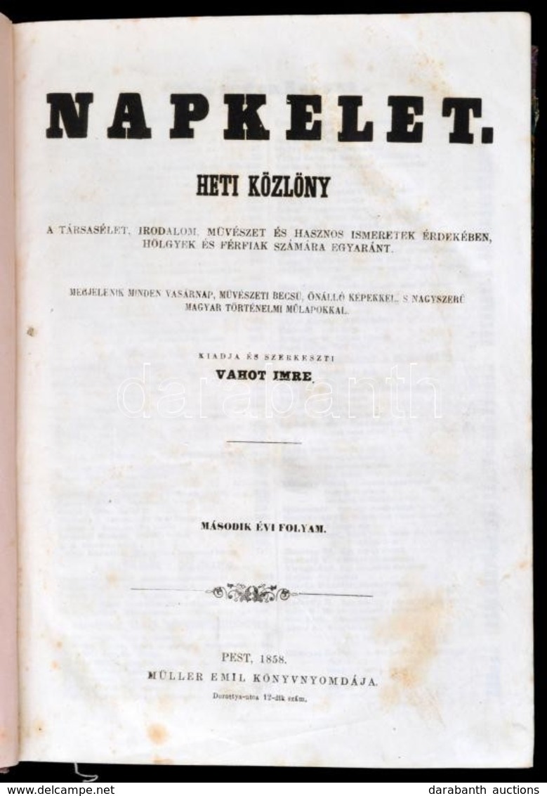 1858 Pest, Napkelet. Heti Közlöny II. évfolyam. Társasélet, Irodalom, Művészet és Hasznos Ismeretek érdekében, Hölgyek é - Non Classés