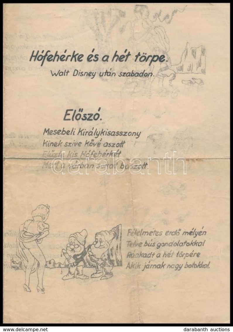 Cca 1940-1950 Hófehérke és A Hét Törpe. Walt Disney Után Szabadon. Erotikus Költemény, Walt Disney Rajzainak Felhasználá - Ohne Zuordnung