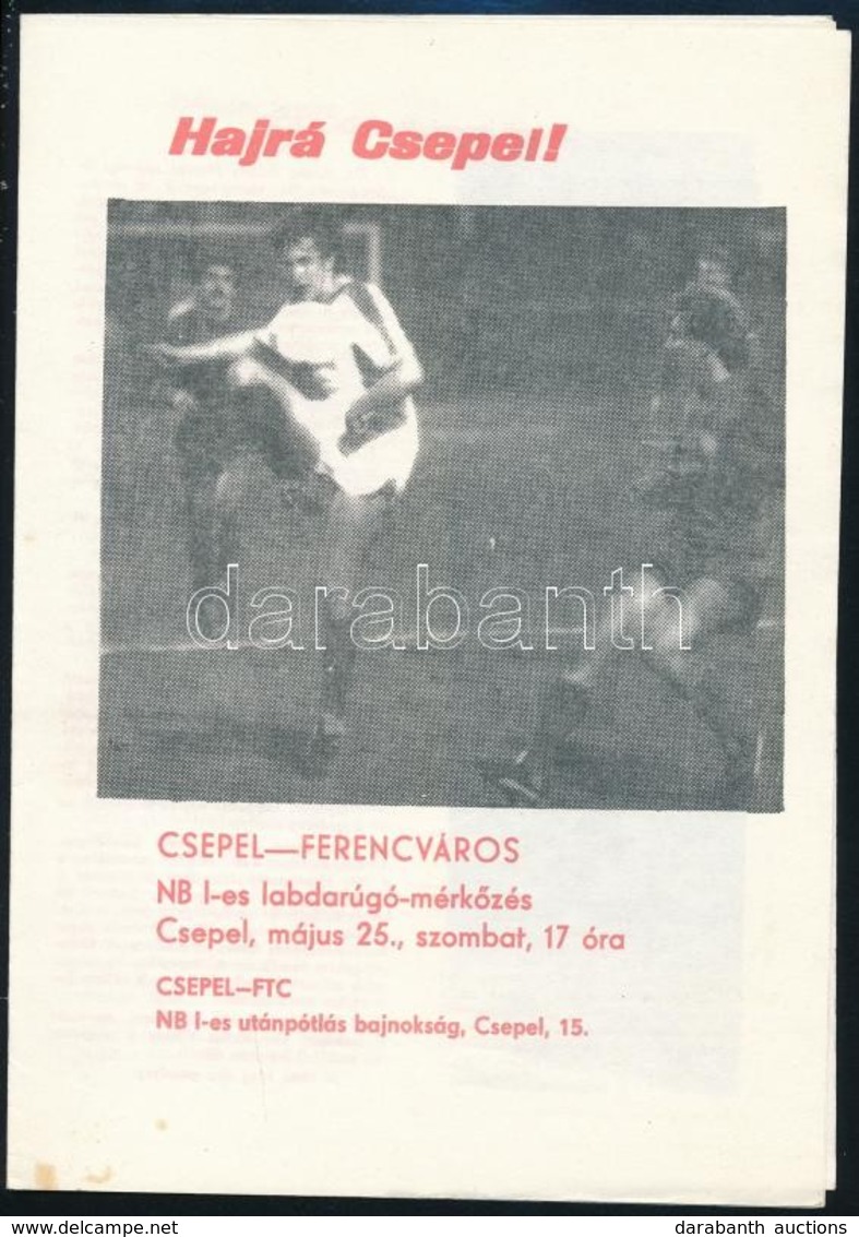 Cca 1970-1980 A Csepel-Ferencváros Mérkőzés Programfüzete, érdekes Részletekkel - Non Classés