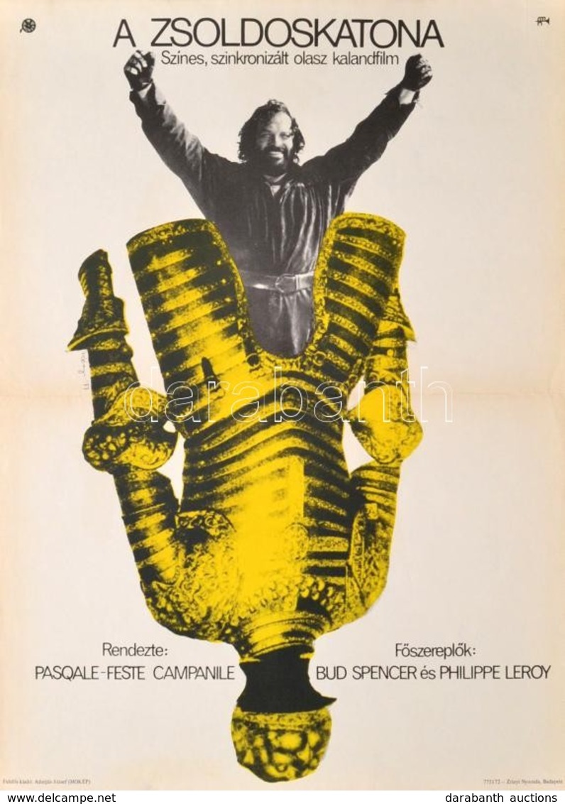1976 A Zsoldoskatona, Filmplakát, Főszereplő: Bud Spencer, Hajtott, 60×40 Cm / Soldier Of Fortuna (starring: Bud Spencer - Autres & Non Classés
