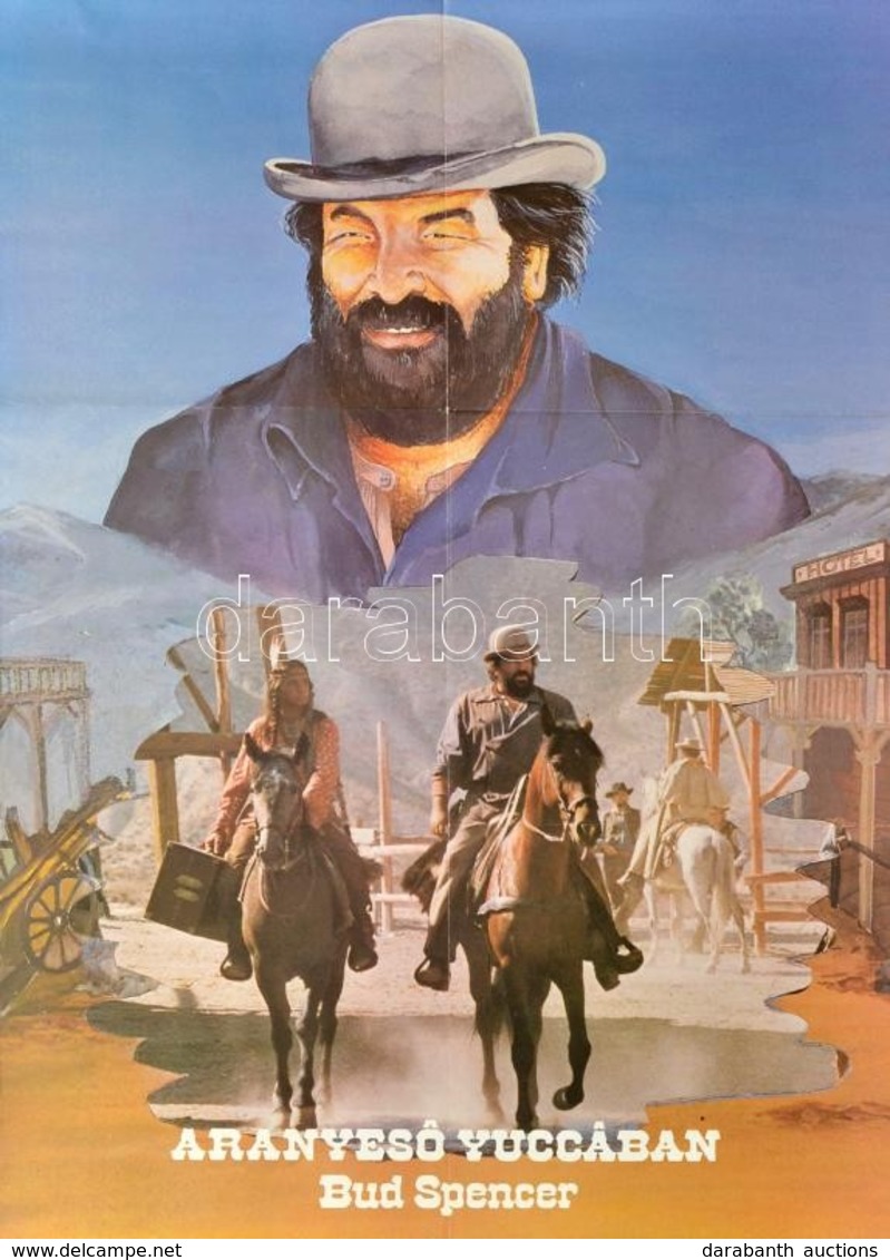 1985 Aranyeső Yuccában, Főszerepben: Bud Spencer, Kétoldalas Filmplakát, Hajtott, 67×49 Cm / Buddy Goes West (starring:  - Autres & Non Classés