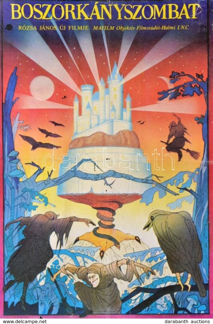 1983 Boszorkányszombat, Magyar Mesefilm Plakát, Rendezte: Rózsa János, MOKÉP, Szakadással, Hajtott, 60×40 Cm - Other & Unclassified