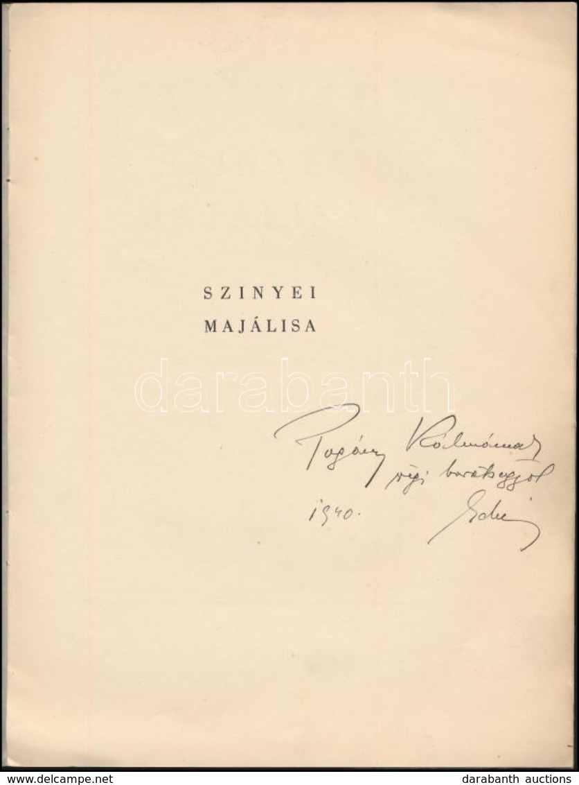 Dr. Hoffmann Edit: Szinyei Majálisa. Külön Lenyomat A Nyugat XXXIII. évf. 3. Számából. Bp.,1940, Hungária Nyomda Rt., 4  - Zonder Classificatie