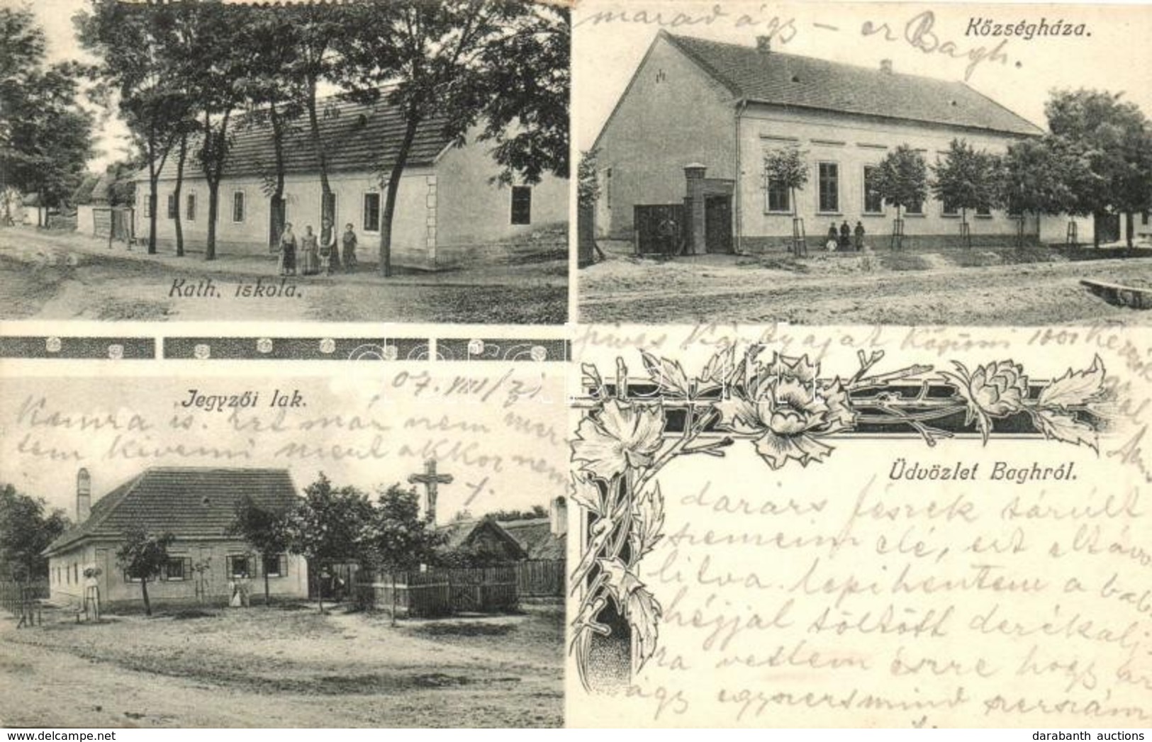 T2 Bag, Katolikus Iskola, Községháza, Jegyzői Lak. Art Nouveau, Floral - Non Classés