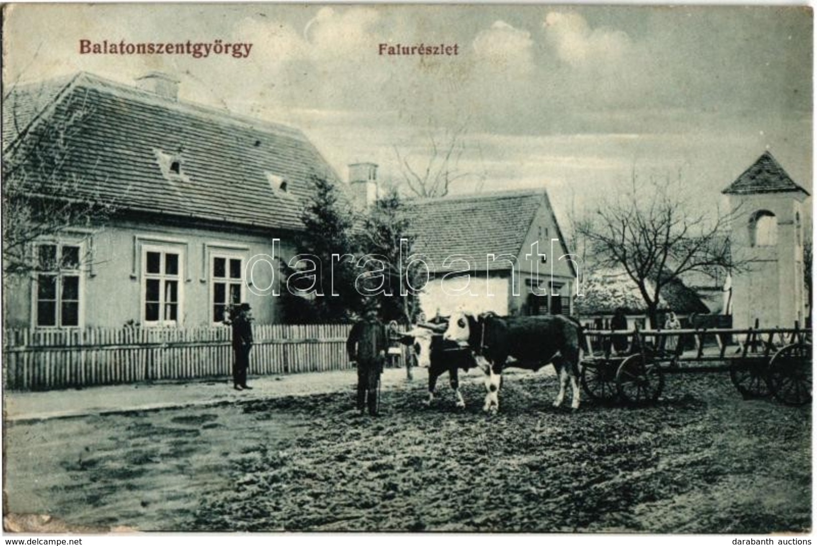 T2/T3 1914 Balatonszentgyörgy, Falu Részlet ökörszekérrel (EK) - Ohne Zuordnung