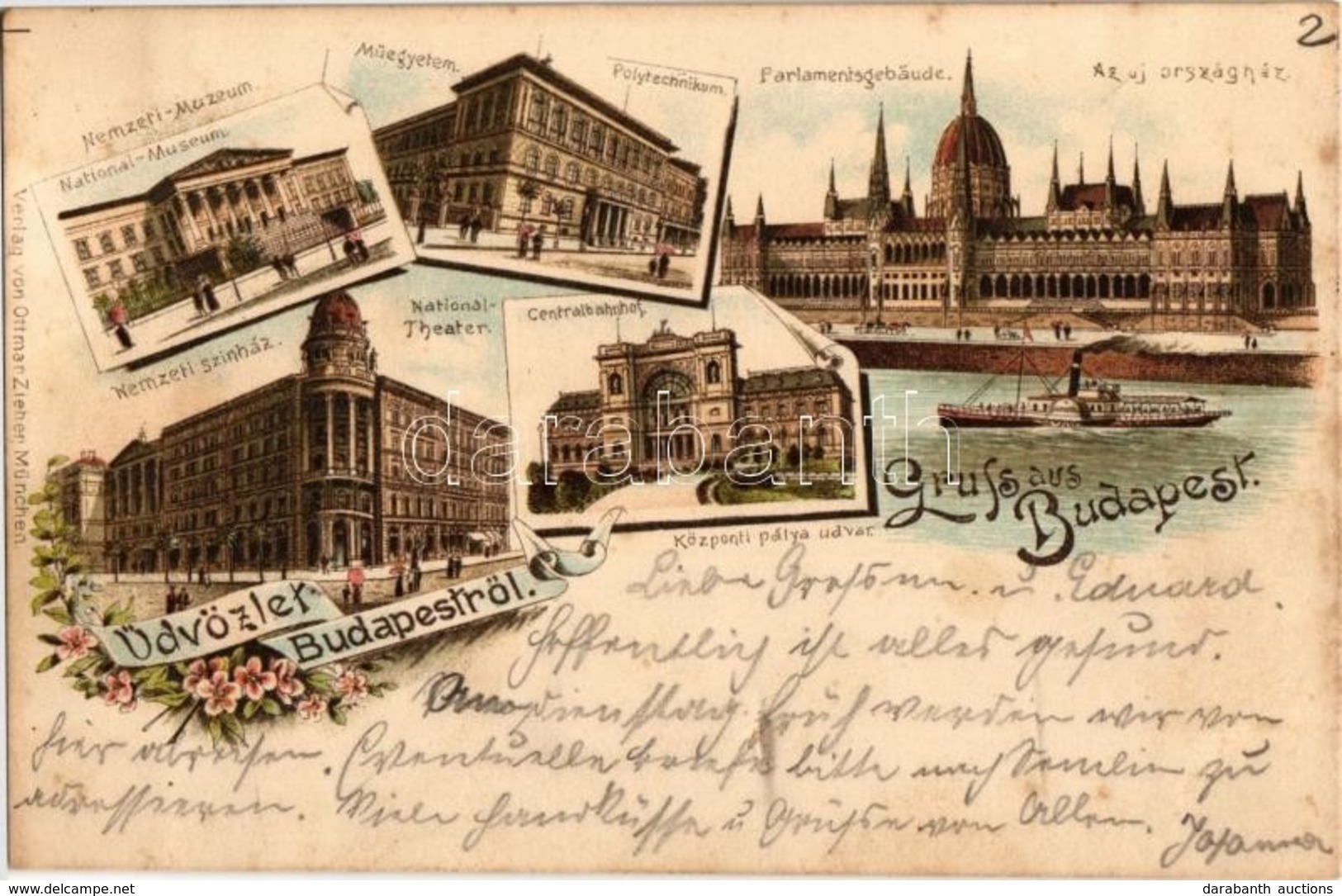 T2/T3 1893 (Vorläufer!) Budapest, Nemzeti Múzeum és Színház, Központi Pályaudvar, Új Országház, Műegyetem. Otmmar Zieher - Non Classés