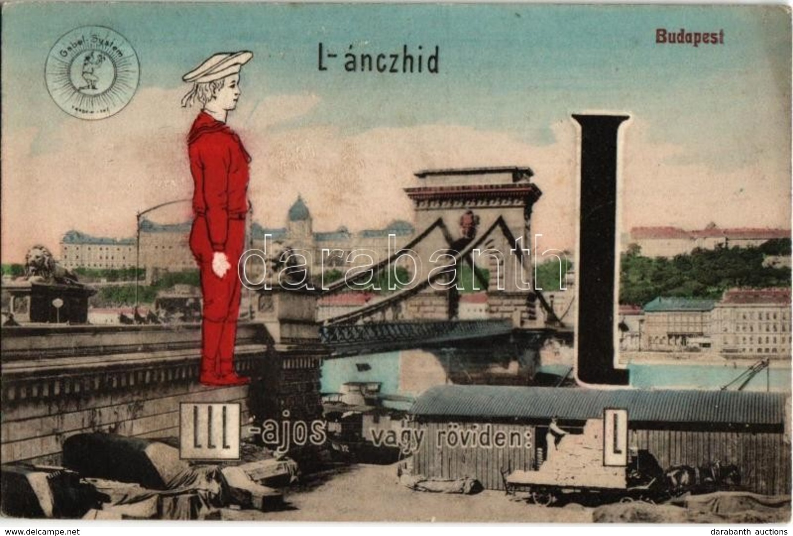 ** T1/T2 Budapest, Lánchíd. LLL-ajos Vagy Röviden L. Gabel System ABC Montázslap, Hátoldalon Az 'L' Betű Leírása - Ohne Zuordnung