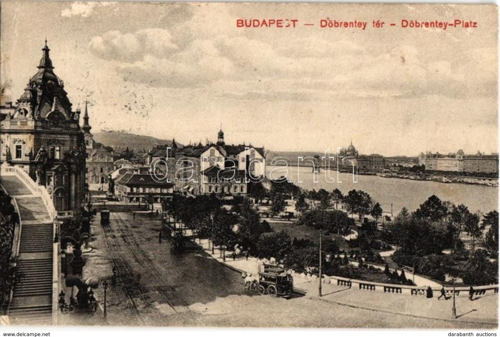 T2/T3 1910 Budapest I. Döbrentei Tér, Purgo üzlet, Villamos, Omnibusz (EK) - Ohne Zuordnung