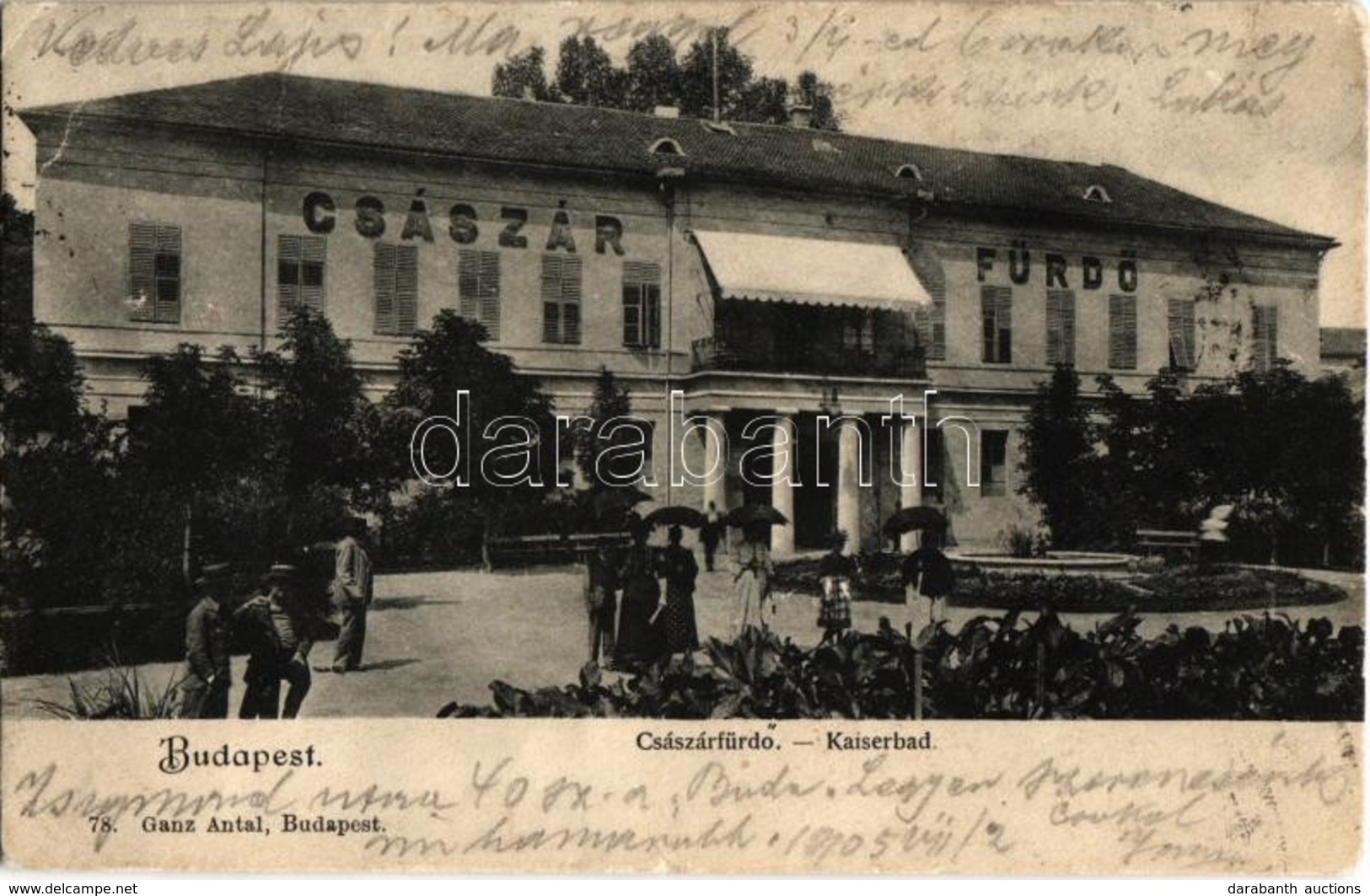 T2/T3 1905 Budapest II. Császár Fürdő. Ganz Antal 78. Sz. (EK) - Ohne Zuordnung