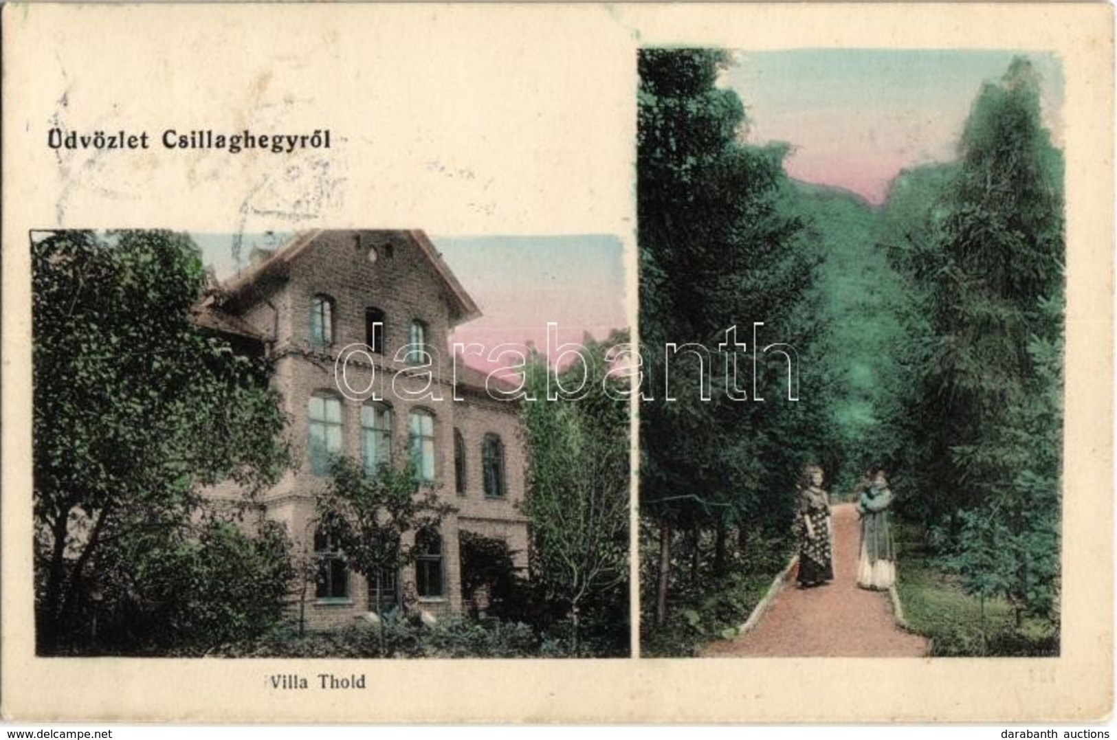 T2/T3 1918 Budapest III. Csillaghegy, Villa Thold, Park Részlet - Non Classés