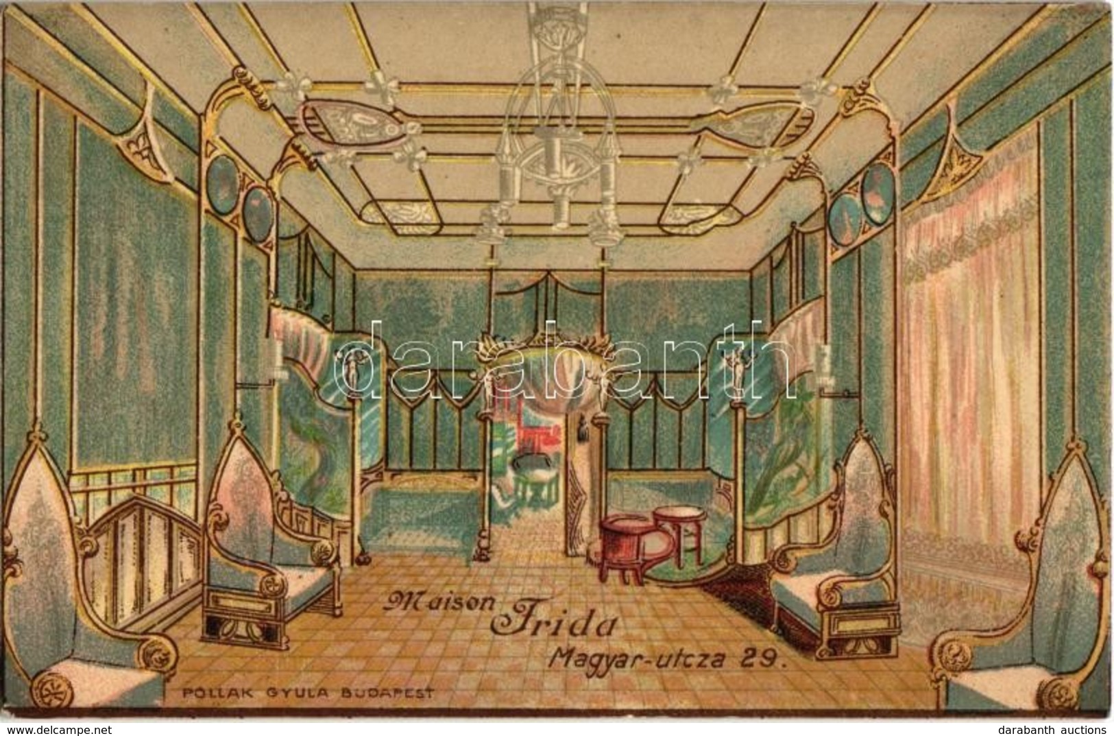 ** T2 Budapest V. Maison Frida Bordélyház, Belső. Magyar Utca 29. Pollak Gyula / Hungarian Brothel Interior Litho - Non Classés