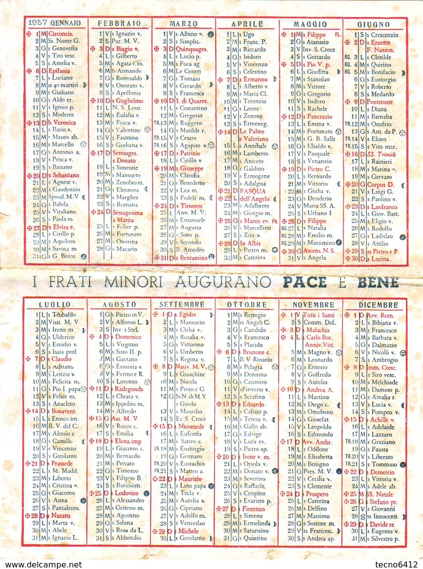 Calendarietto Tascabile Convento Santuario S.matteo 1957 - Petit Format : 1941-60