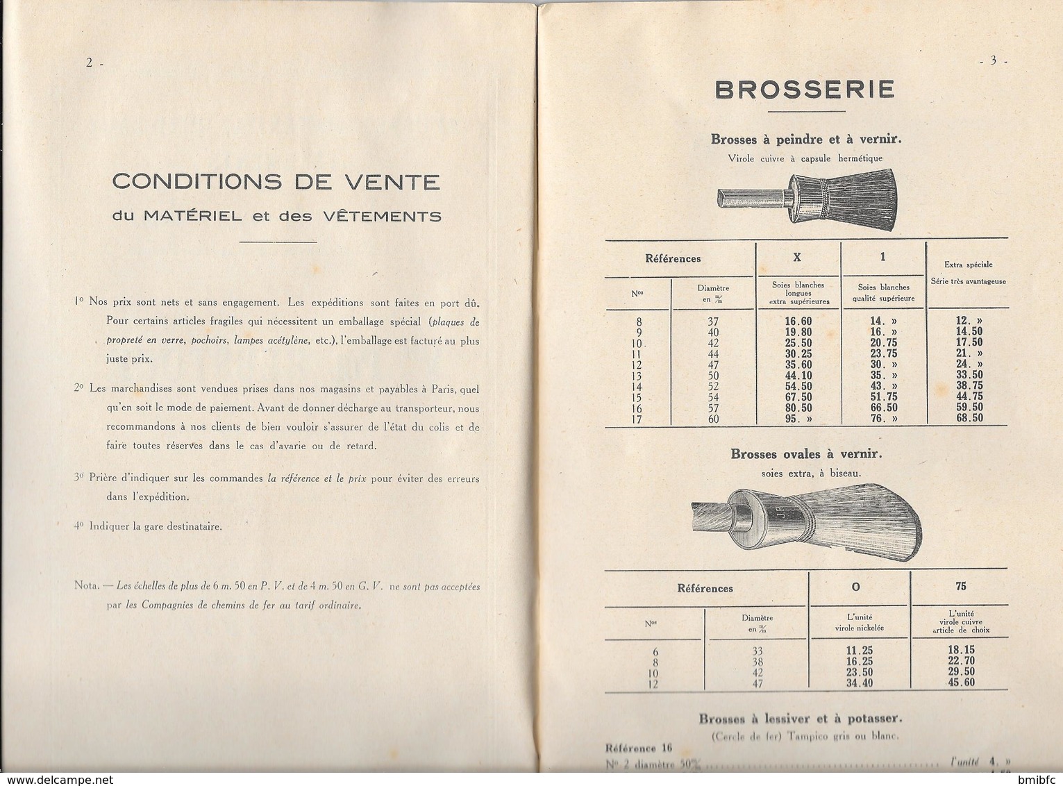 Brosses, Matériel, Outillage, Vêtements Vve Pol REBSTOCK 14, Rue De Lancry PARIS (Xe) : Tarif 1931 - 1901-1940