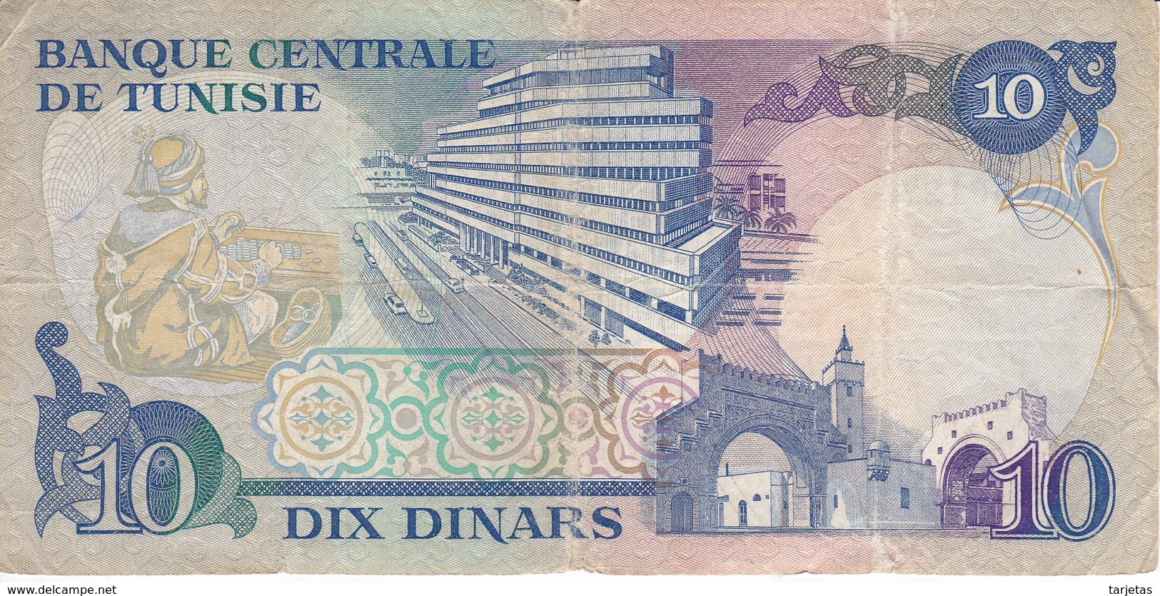 BILLETE DE TUNEZ DE 10 DINARS DEL AÑO 1983 (BANK NOTE) - Tunisia