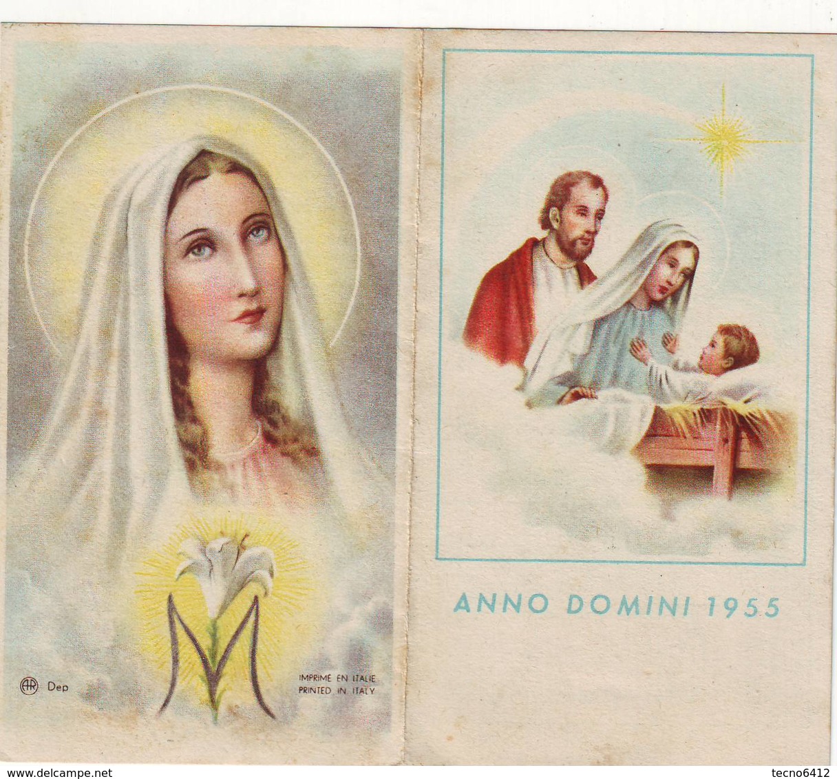 Calendarietto Tascabile Anno Domini 1955 - Formato Piccolo : 1941-60