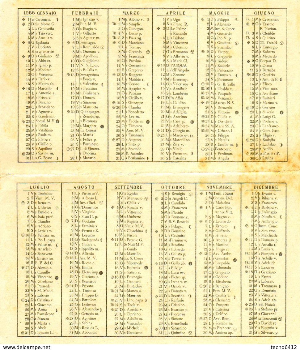 Calendarietto Tascabile Anno Domini 1955 - Petit Format : 1941-60