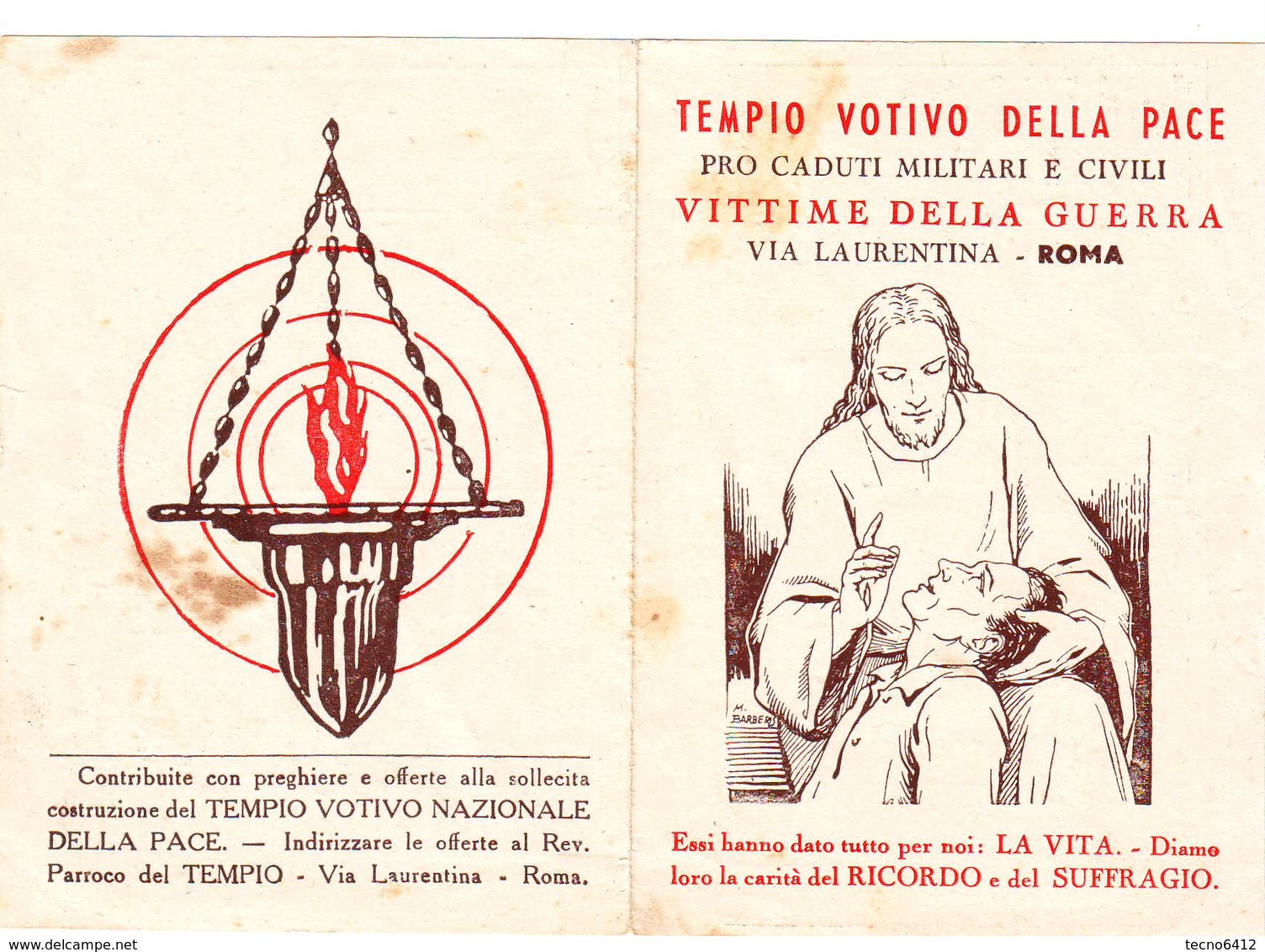 Calendarietto Tascabile Tempio Votivo Della Pace 1949 - Kleinformat : 1941-60
