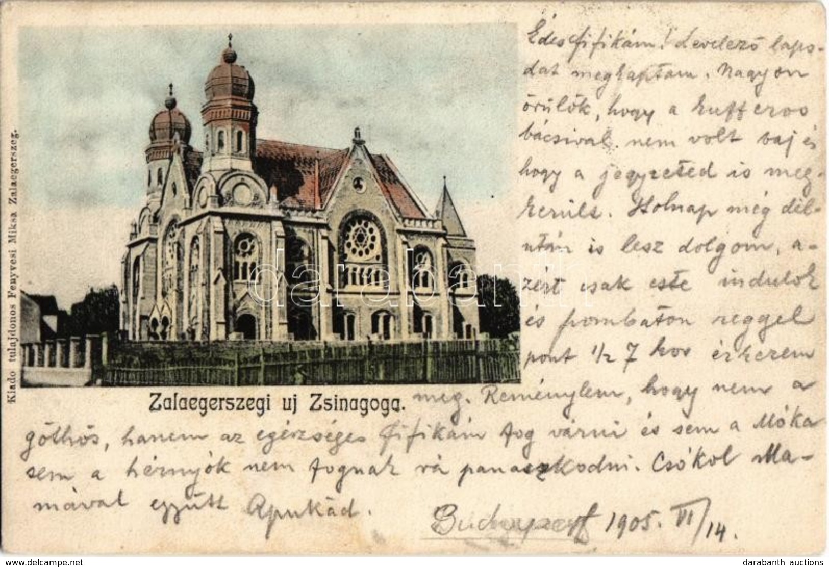 T2 1905 Zalaegerszeg, Új Zsinagóga. Fenyvesi Miksa Kiadása / Synagogue - Ohne Zuordnung
