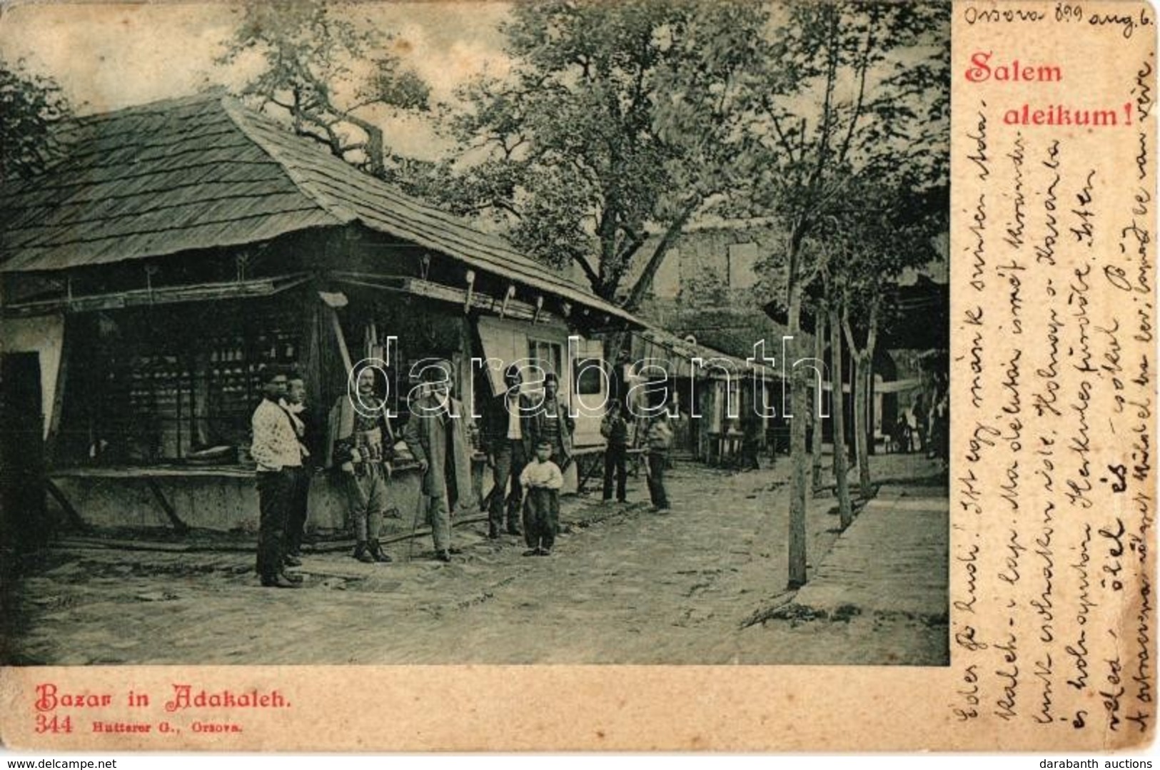 T2/T3 1899 Ada Kaleh, Bazár Török Férfiakkal, Salem Aleikum! / Bazaar Shop With Turkish Men (EK) - Unclassified