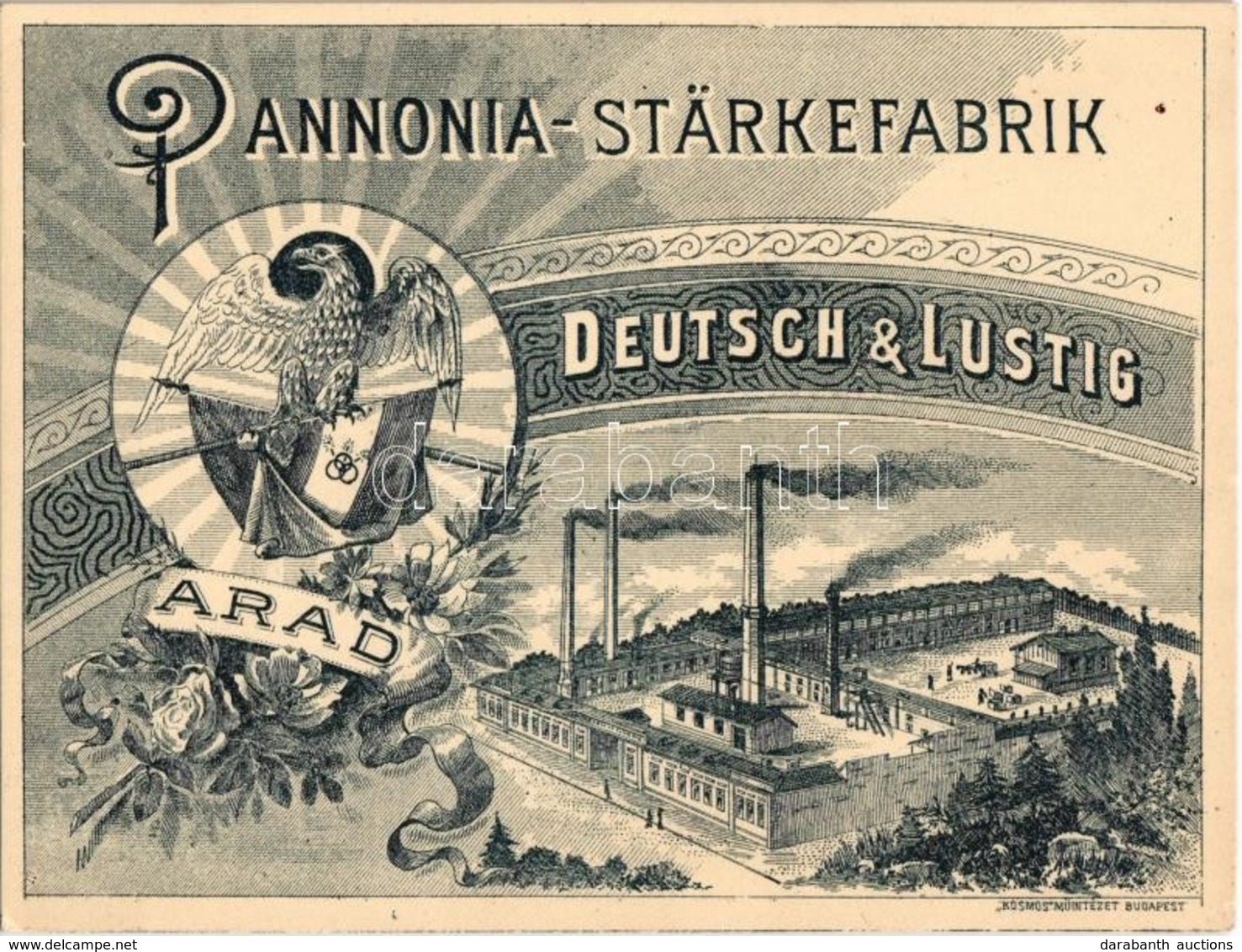 ** T2/T3 Arad, Deutsch & Lustig Pannonia Keményítőgyára. Szecessziós Reklámlap / Pannonia-Stärkefabrik / Hungarian Starc - Unclassified