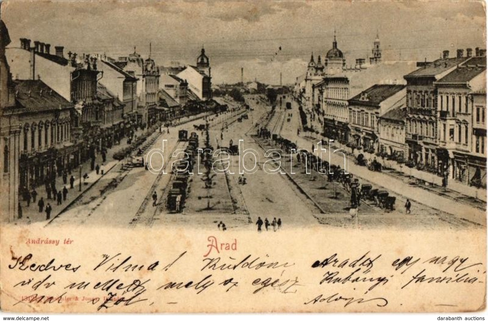 T2/T3 1900 Arad, Andrássy Tér, Lovaskocsik / Square With Horse Carts  (EK) - Unclassified