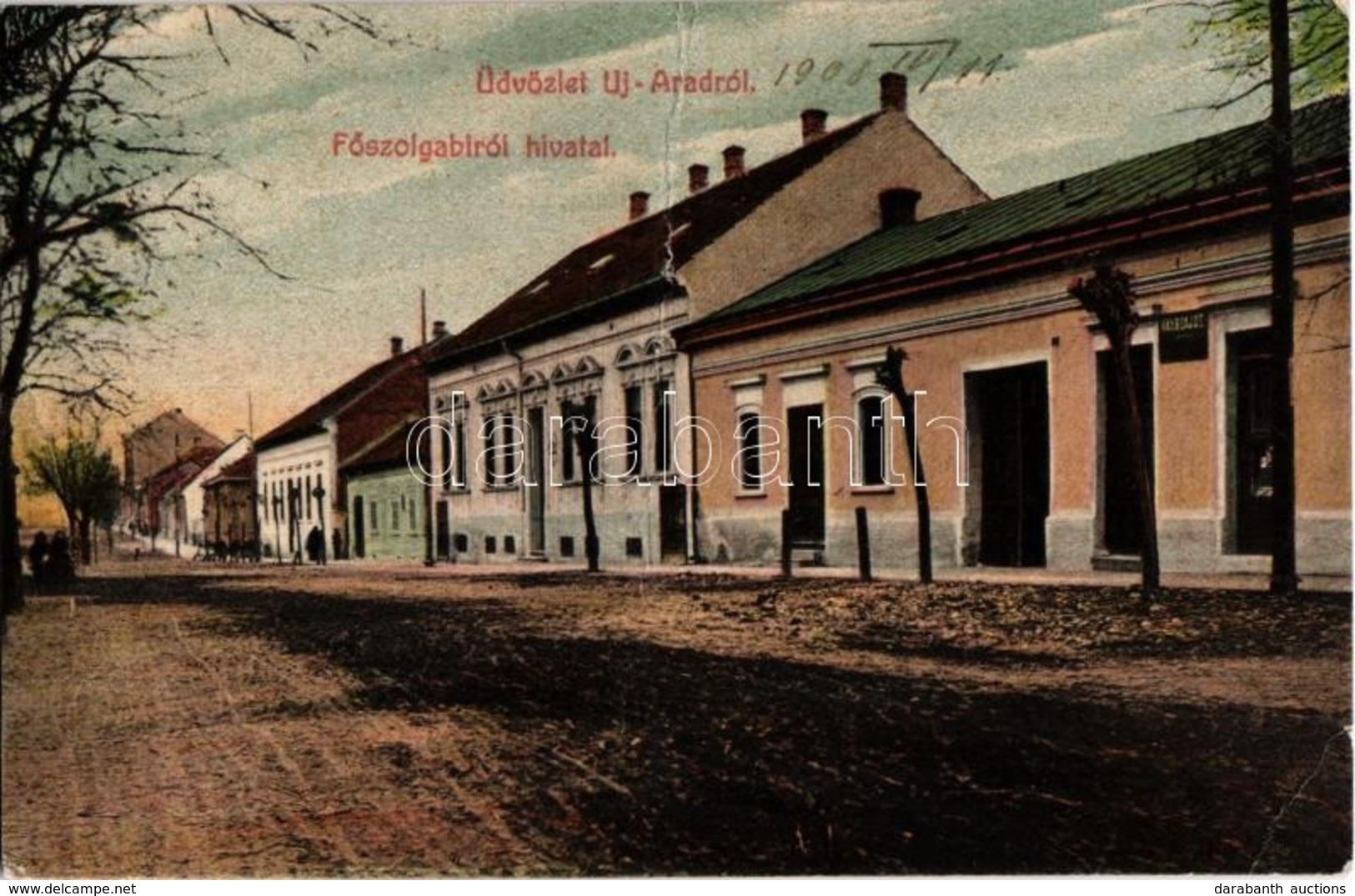 T3 1908 Arad, Újarad, Aradul Nou; Főszolgabírói Hivatal, Mayr Lajos üzlete / Judge's Office, Shop (fa) - Non Classés