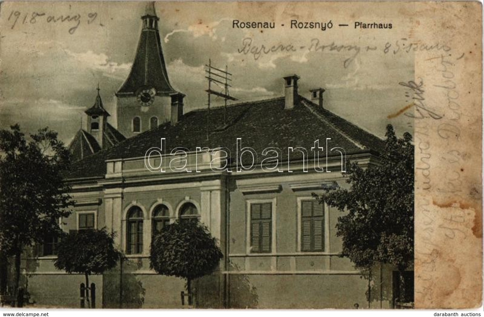 * T2/T3 1918 Barcarozsnyó, Rozsnyó, Rasnov, Rosenau; Paplak / Pfarrhaus / Rectory (Rb) - Non Classés