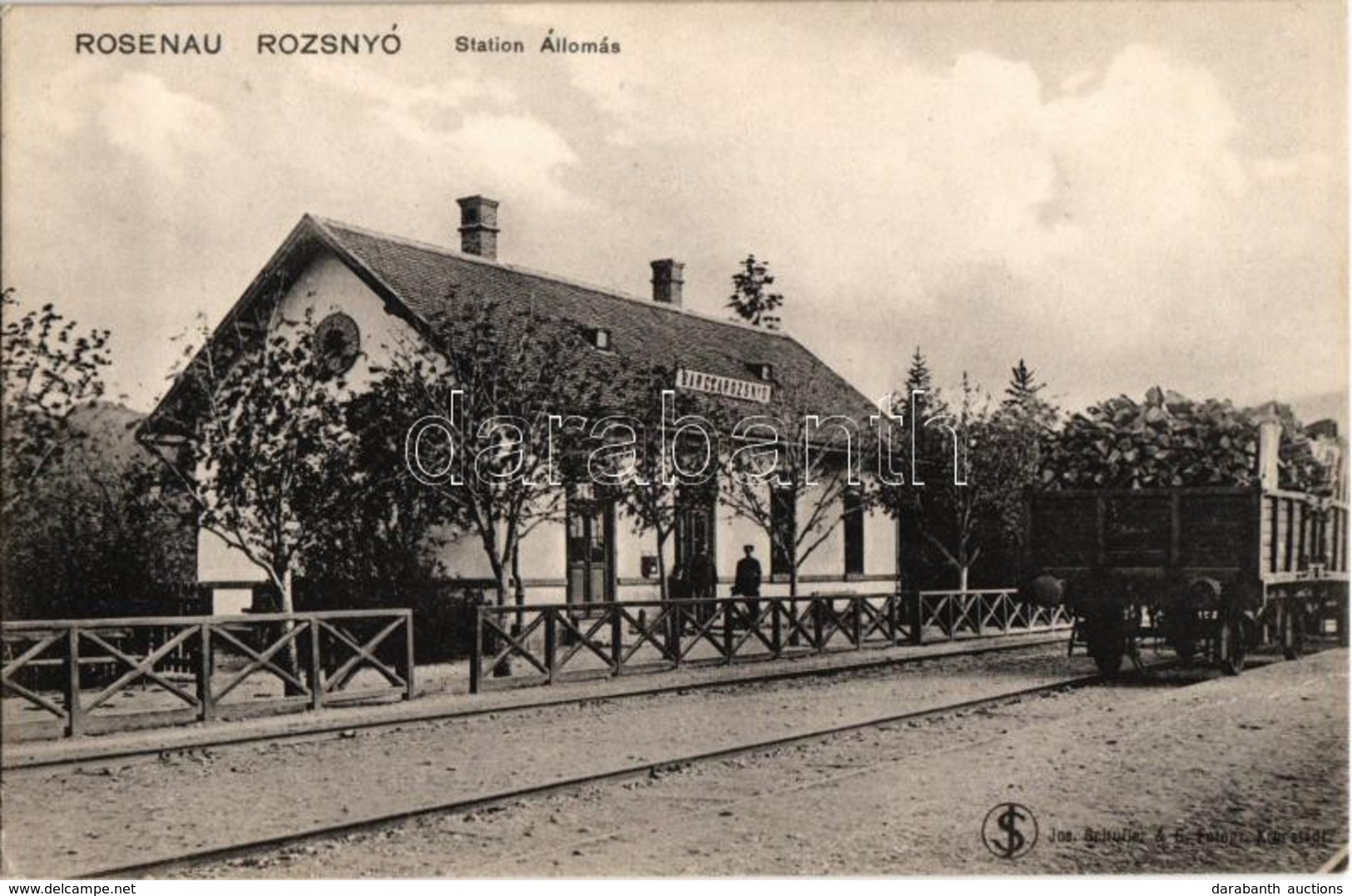 ** T1 Barcarozsnyó, Rozsnyó, Rasnov, Rosenau; Vasútállomás, Tehervonat Fahasábokkal Megpakolva. H. Zeidner No. 153. / Ba - Unclassified