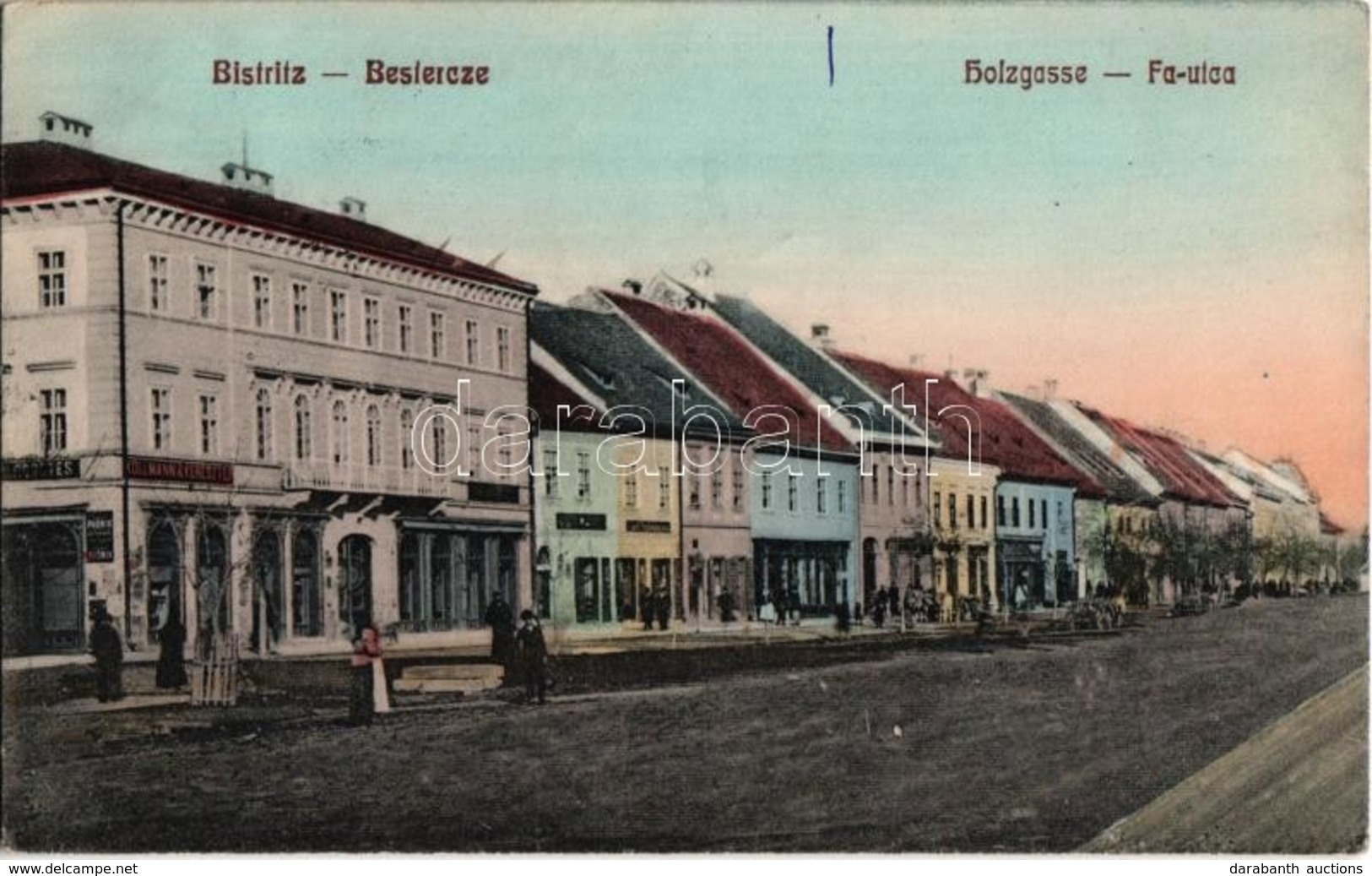 T2 1911 Beszterce, Bistritz, Bistrita; Holzgasse / Fa Utca, Kollmann és Keresztes üzlete. Kiadja Guido Scharsach 20. / S - Unclassified