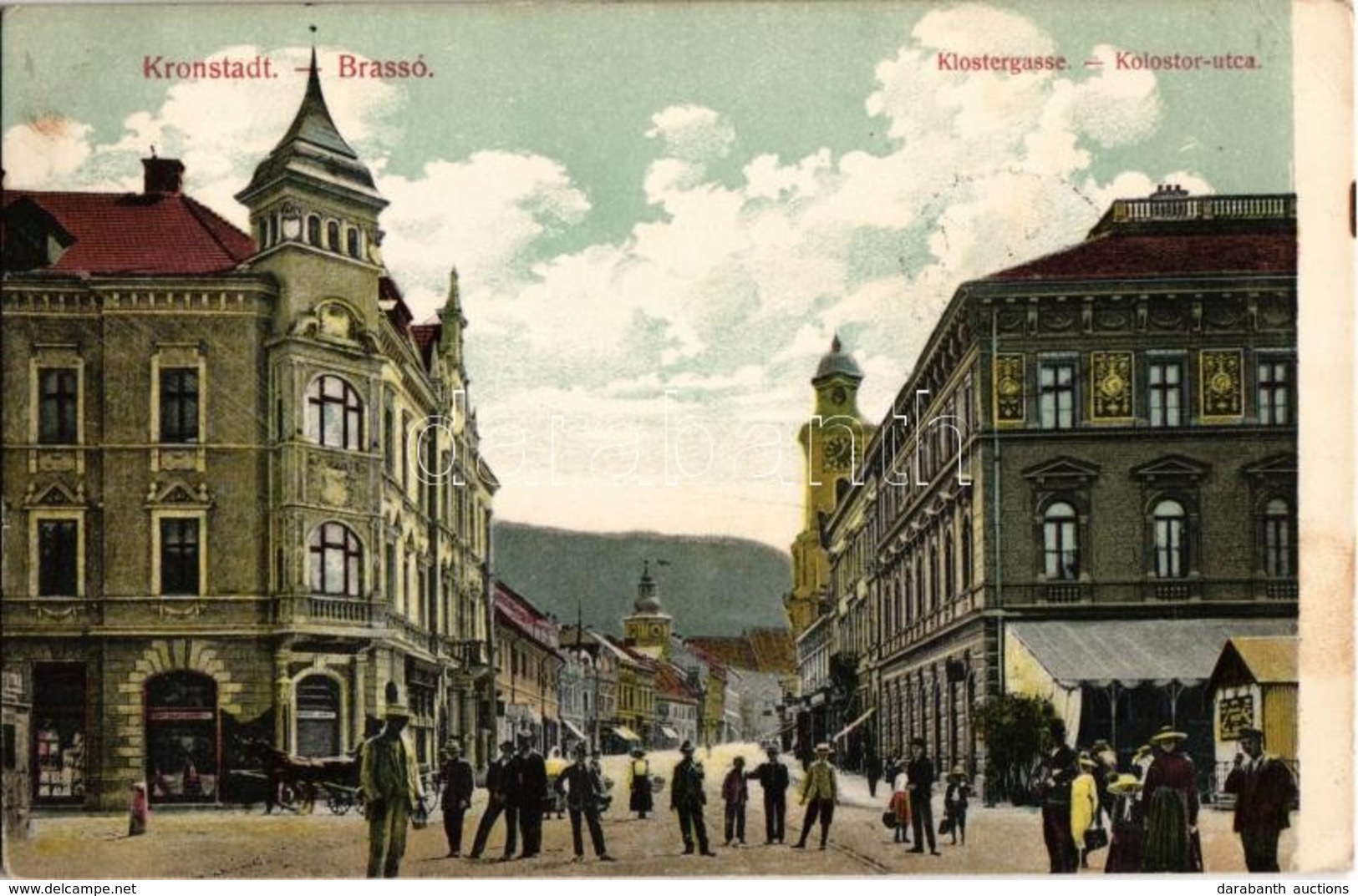 T2 1909 Brassó, Kronstadt, Brasov; Kolostor Utca, üzletek / Street View With Shops - Unclassified