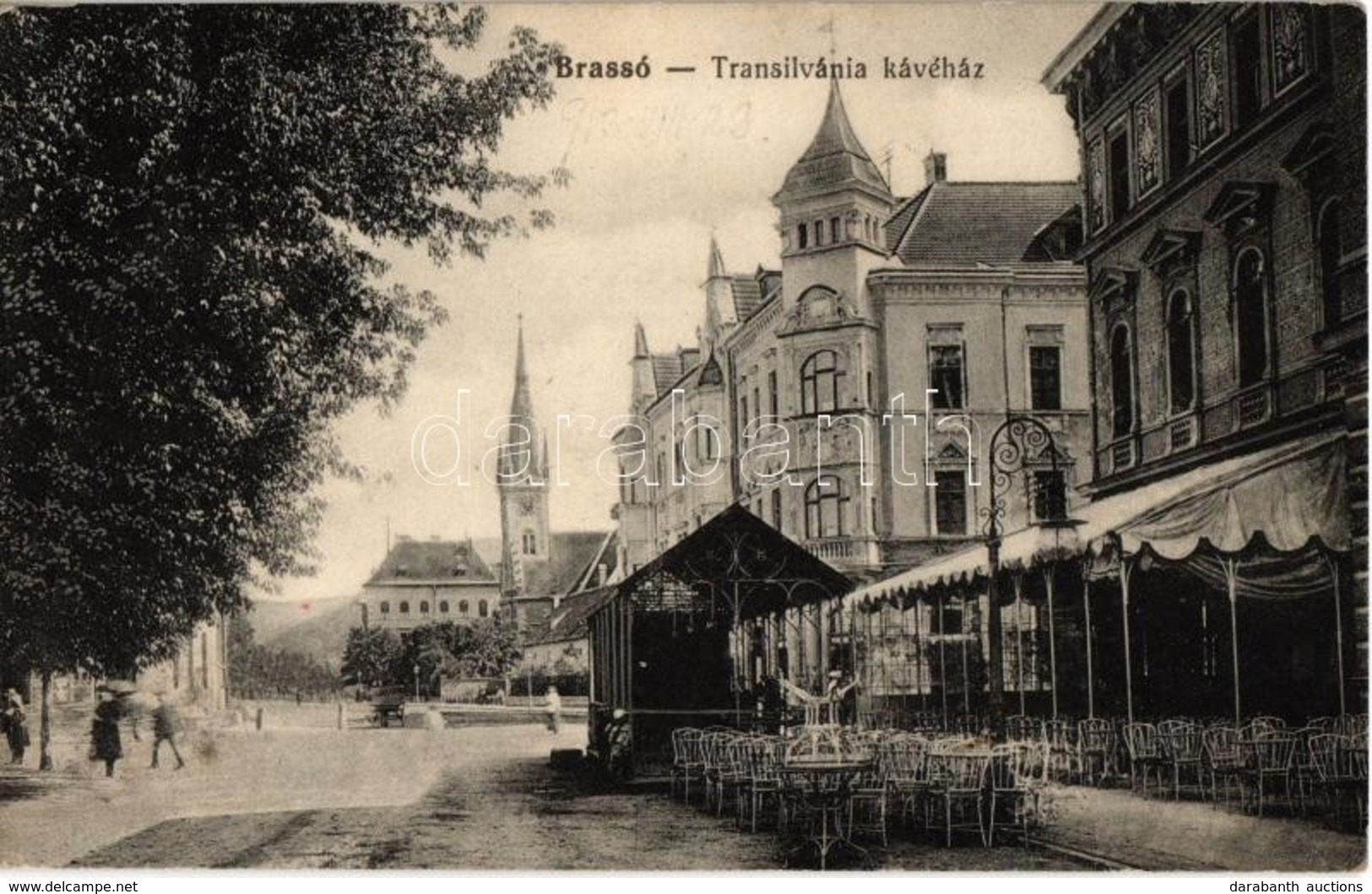 T2 1912 Brassó, Kronstadt, Brasov; Transilvánia Kávéház Terasza / Cafe Terrace - Unclassified