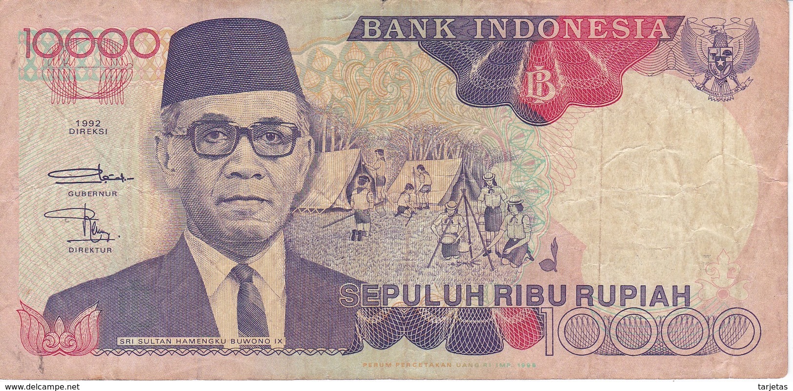 BILLETE DE INDONESIA DE 10000 RUPIAH DEL AÑO 1992  (BANKNOTE) - Indonesia