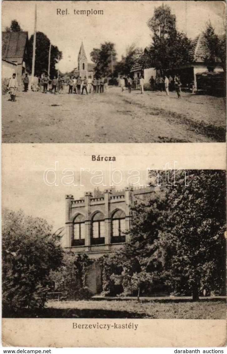 T2/T3 1918 Bárca, Barca (Kassa, Kosice); Református Templom, Utca, Berzeviczy Kastély / Street View With Calvinist Churc - Unclassified