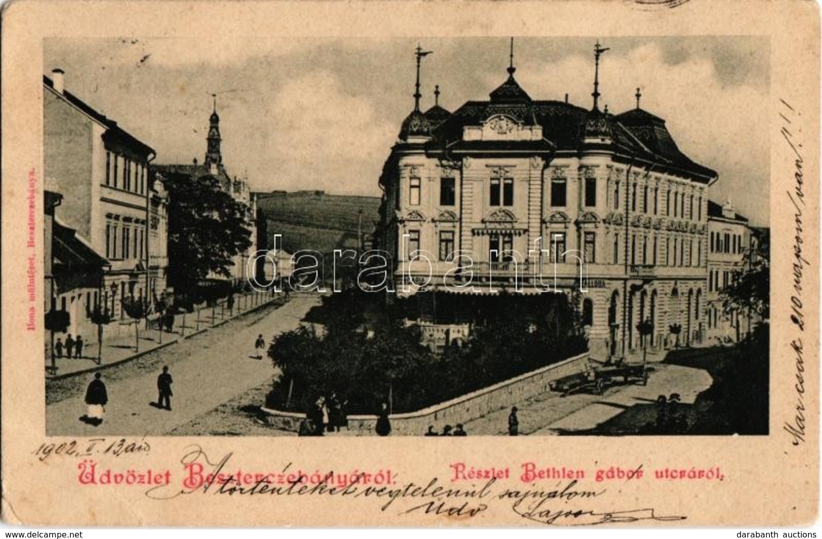 T3 1902 Besztercebánya, Banská Bystrica; Bethlen Gábor Utca, Hungária Szálloda. Ilona Műintézet Kiadása / Street View, H - Ohne Zuordnung