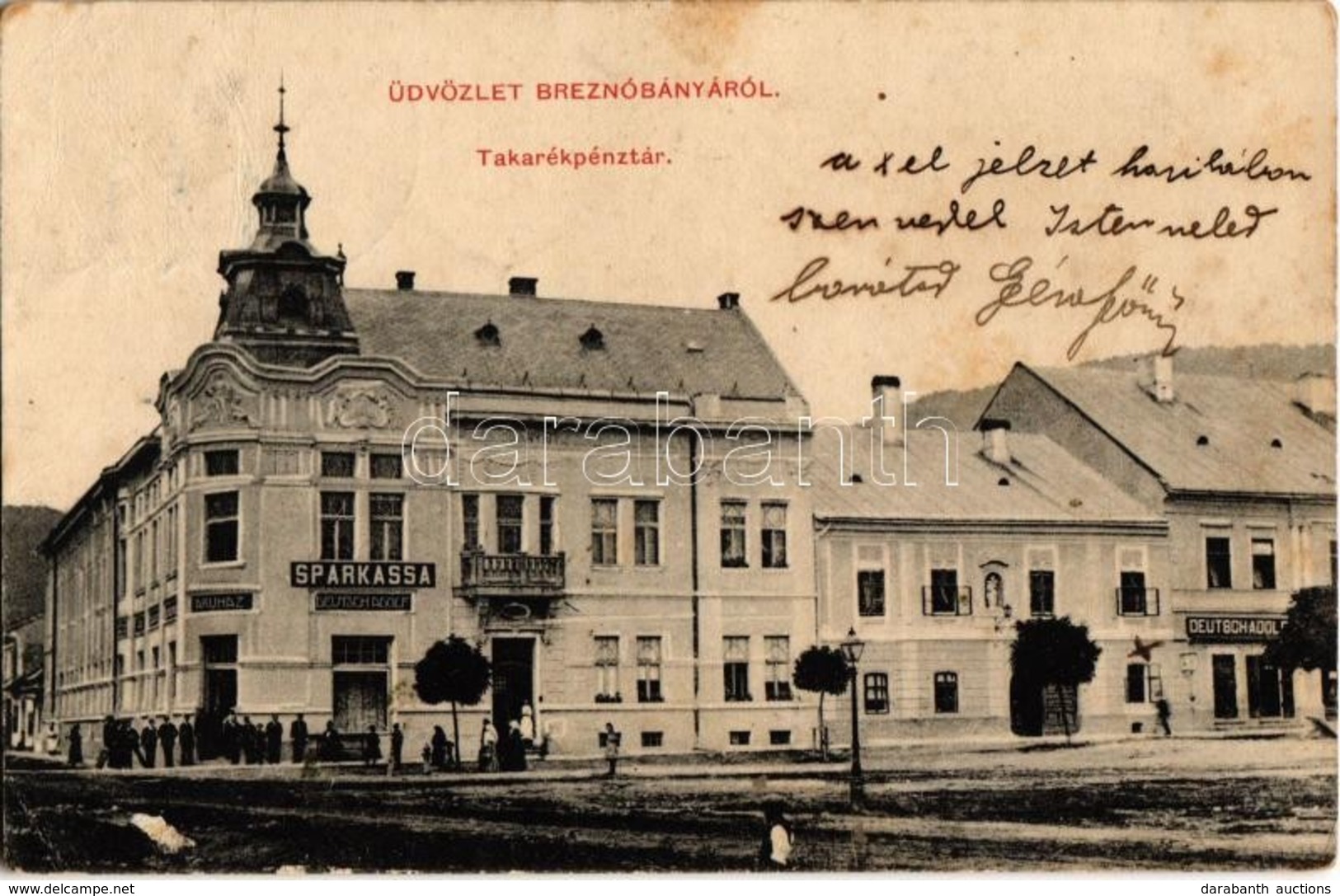 * T2/T3 1915 Breznóbánya, Brezno Nad Hronom; Takarékpénztár, Deutsch Adolf áruháza. Kreisler József Kiadása / Savings Ba - Unclassified