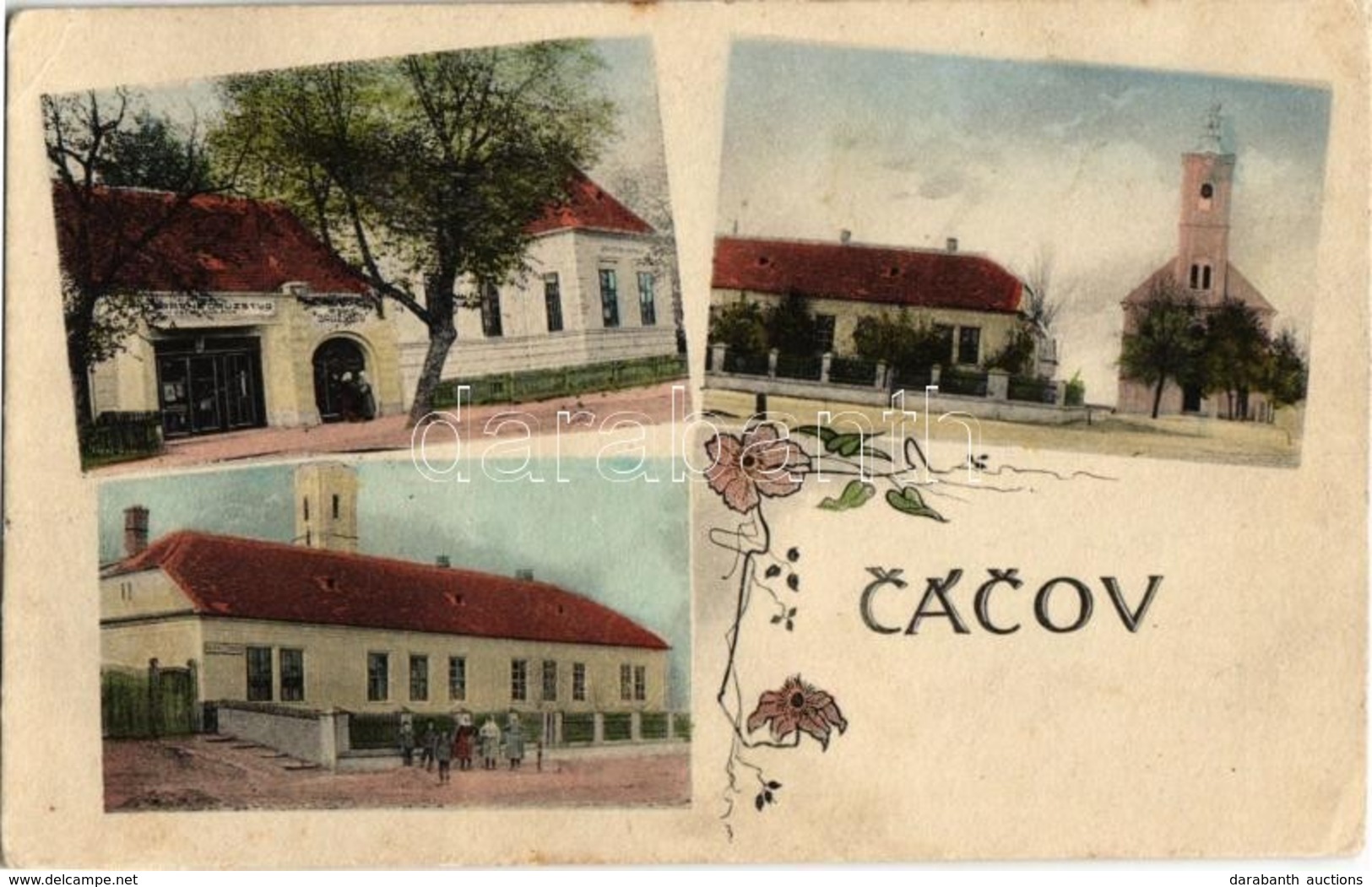 T2/T3 Csácsó, Cacova (Szenice, Senica); Templom, Iskola, Fogyasztási Szövetkezet üzlete / Potravné Druzstvo / Church, Sc - Non Classés