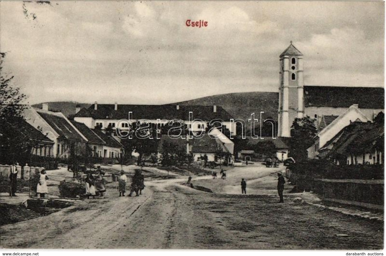 T2 1913 Csejte, Cachtice; Fő Tér, Templom. Blau Kiadása / Main Square, Church - Zonder Classificatie