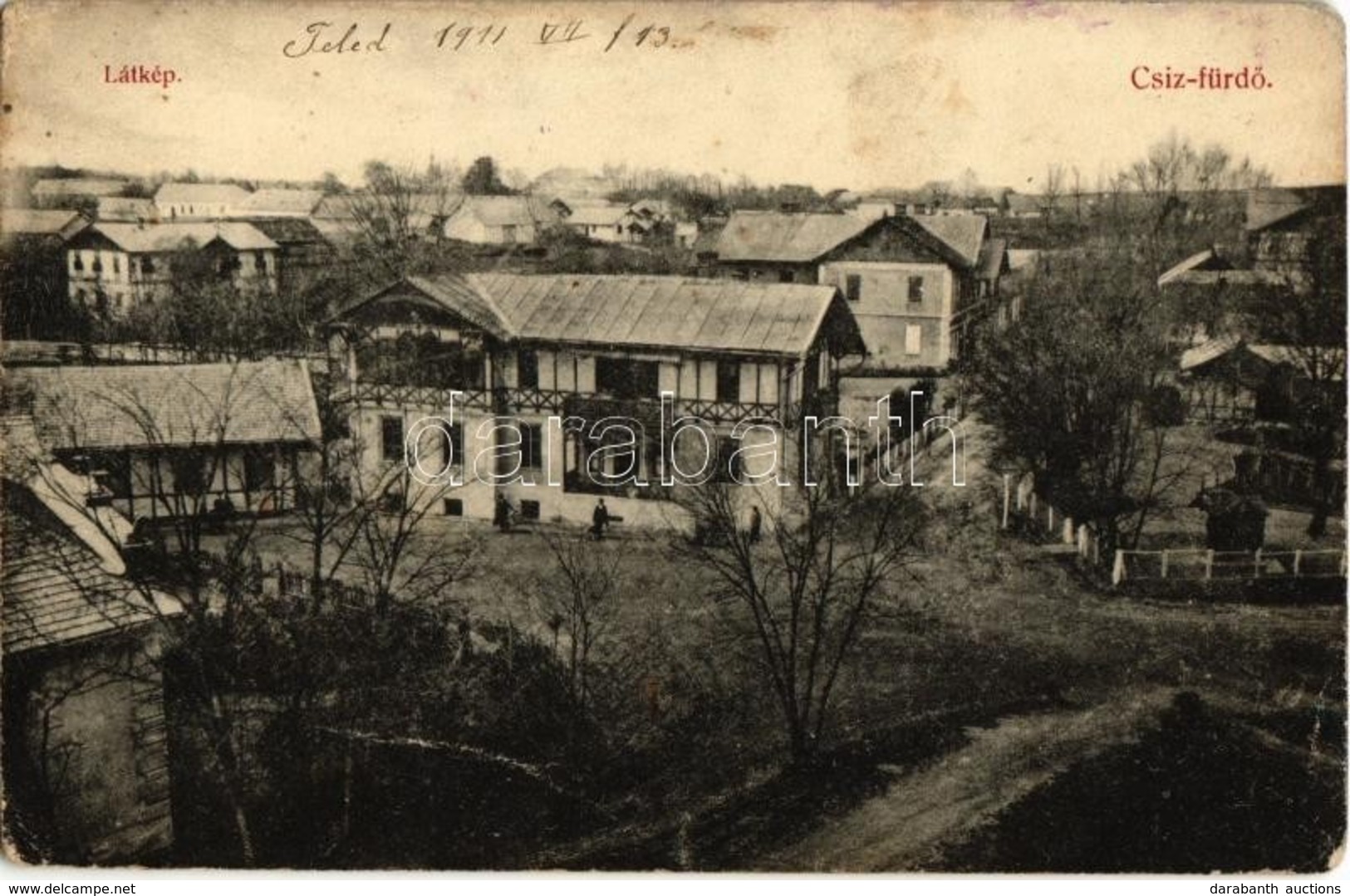 * T2/T3 1911 Csízfürdő, Kúpele Cíz; Látkép, Fürdő, Igazgatóság és Gyógyterem / General View With Spa's Directorate (EK) - Unclassified