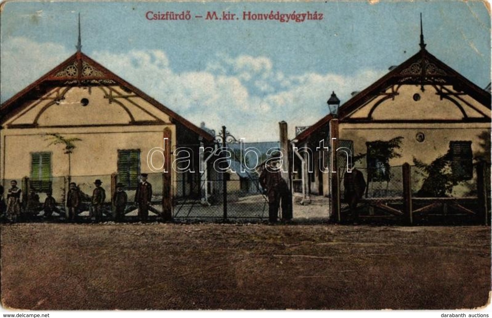 * T3 1916 Csízfürdő, Kúpele Cíz; M. Kir. Honvédgyógyház. Herskovits Mór Kiadása / Military Hospital (Rb) - Unclassified