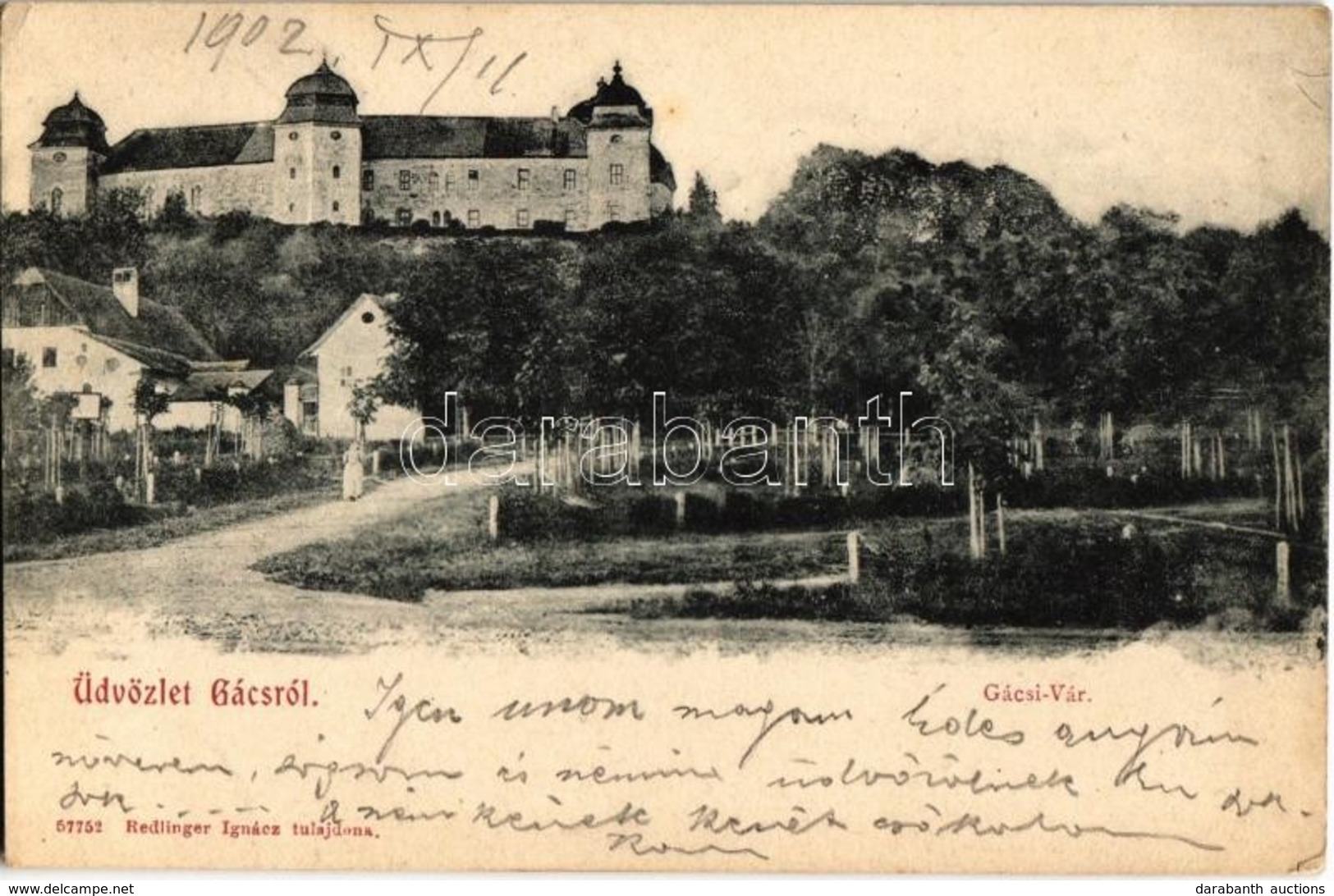 T2/T3 1902 Gács, Halic; Halicsky Zámok / Vár, Várkastély. Kiadja Redlinger Ignác / Castle (EK) - Unclassified