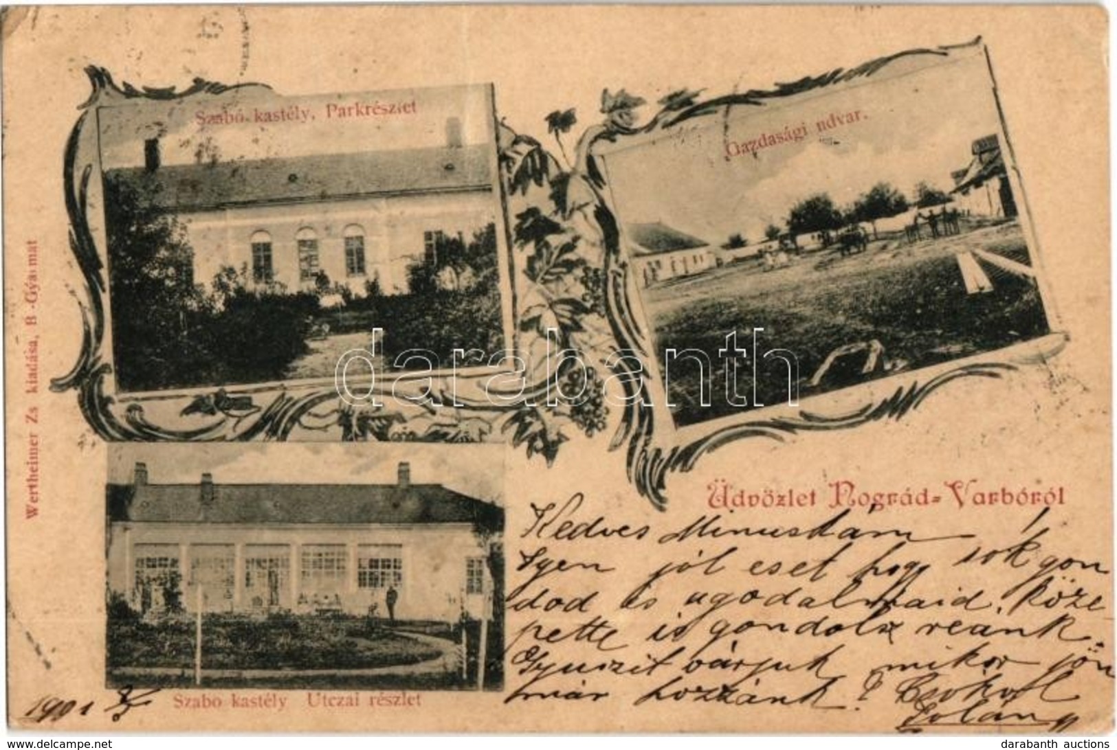 * T3 1901 Ipolyvarbó, Nógrád-Varbó, Vrbovka; Szabó Kastély Parkja és Gazdasági Udvara / Castle's Park And Farmyards. Art - Non Classés