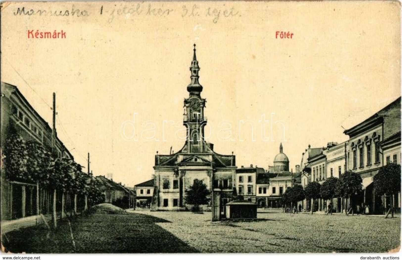 T2/T3 1912 Késmárk, Kezmarok; Fő Tér, Városháza, Evangélikus Templom, Késmárki Bank Rt. W. L. Bp. 2888. / Main Square, T - Non Classés