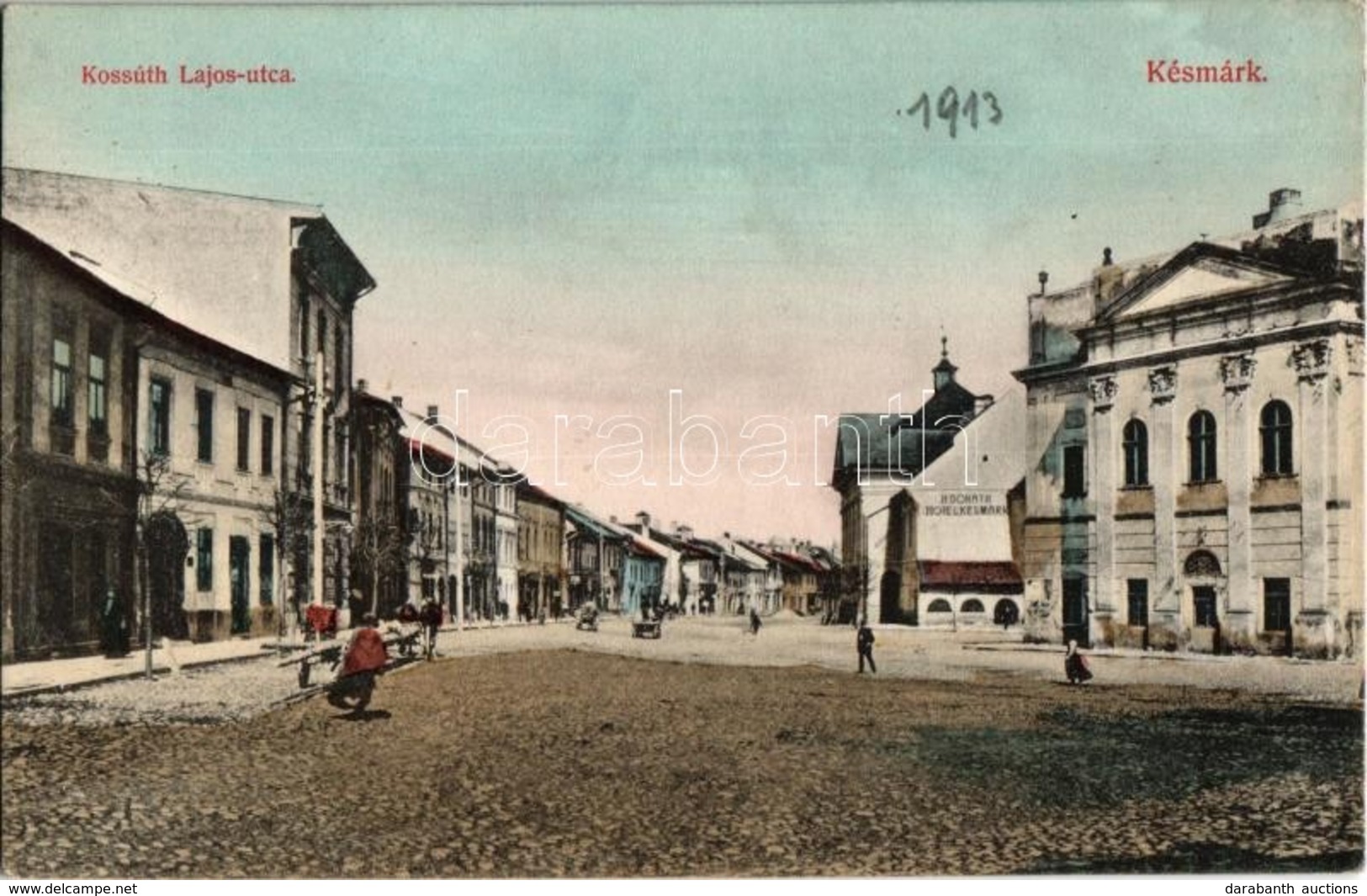 ** T2 Késmárk, Kezmarok; Kossuth Lajos Utca, Városháza, H. Donáth Szállója / Street View With Town Hall And Hotel - Unclassified