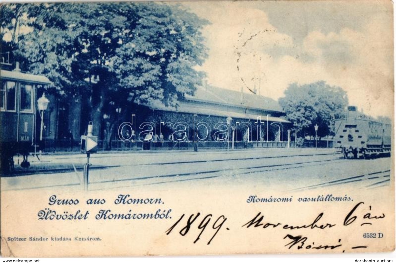 T2/T3 1899 Komárom, Komárnó; Vasútállomás, Vonatok. Spitzer Sándor Kiadása / Bahnhof / Railway Station, Trains (EK) - Ohne Zuordnung