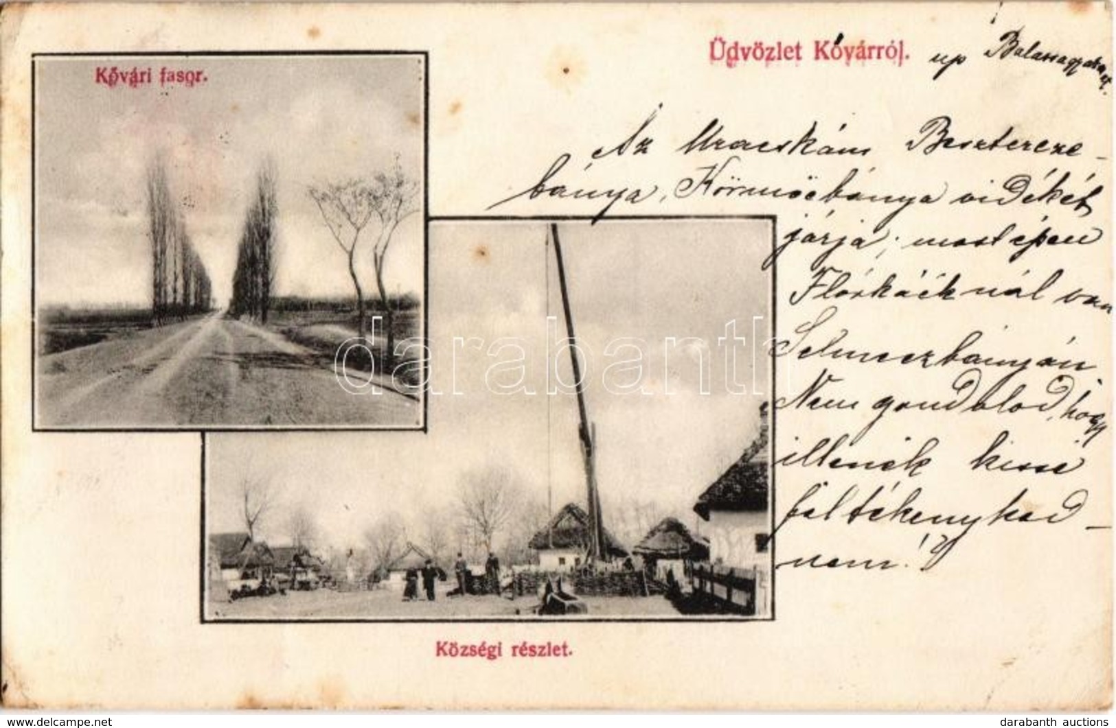 T2/T3 1912 Kóvár, Koláre; Fasor, Község Részlet A Gémeskúttal. Haniberger József Kiadása / Road, Shadoof (well Pole) (EK - Unclassified